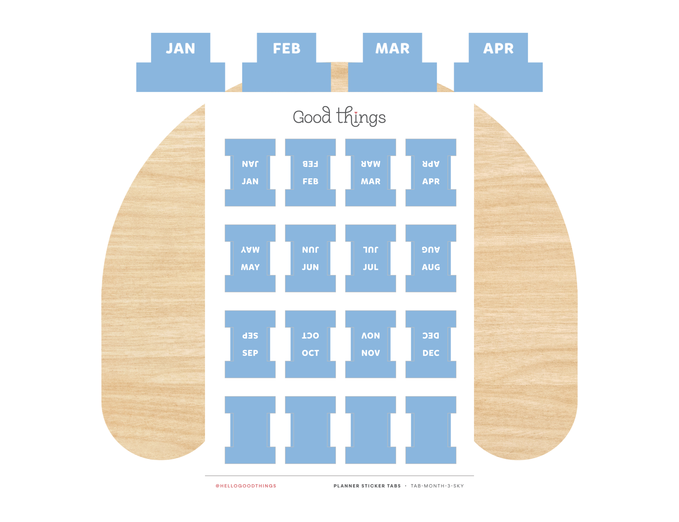 Monthly Planner Small Divider Tabs - Sky