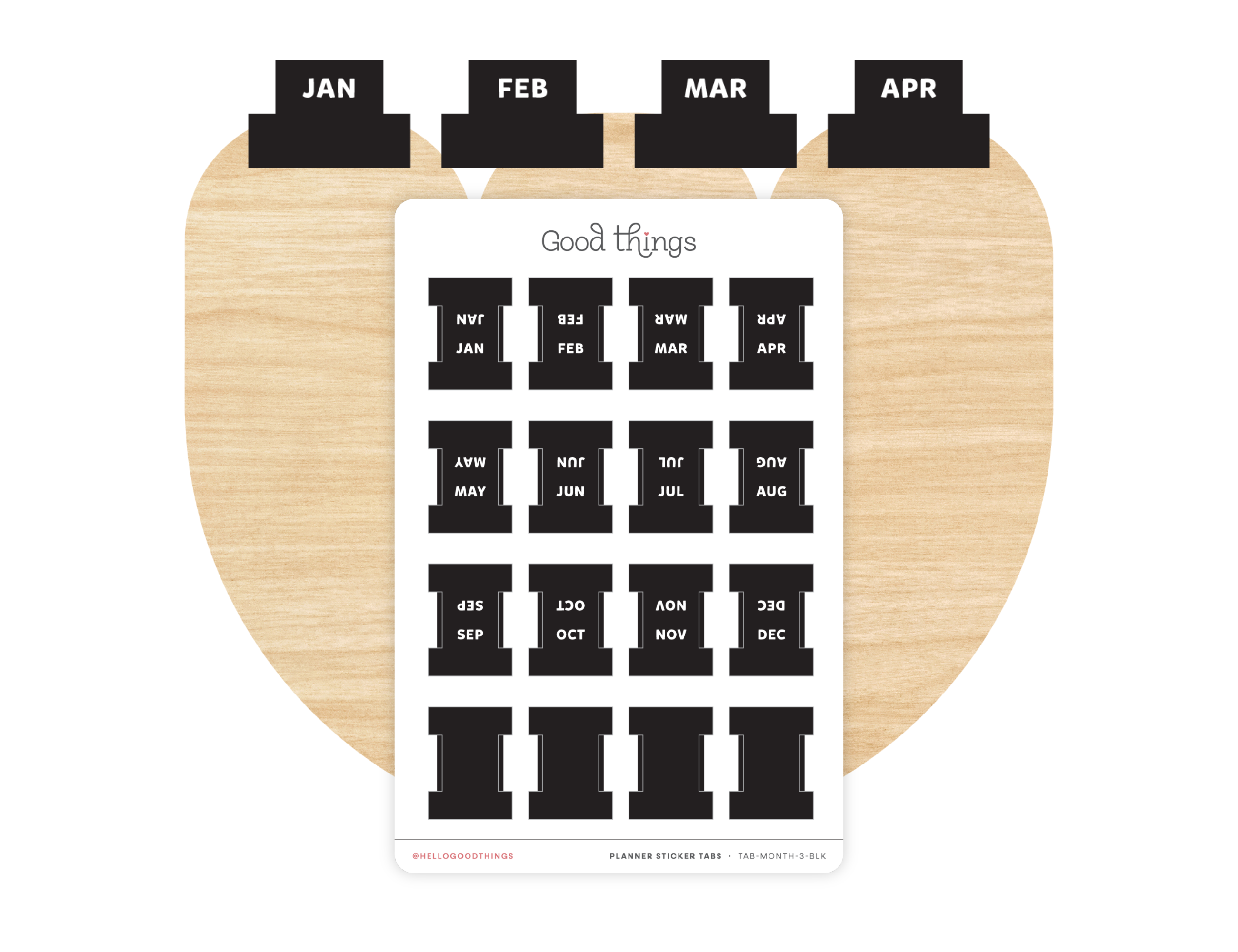Monthly Planner Small Divider Tabs - Black