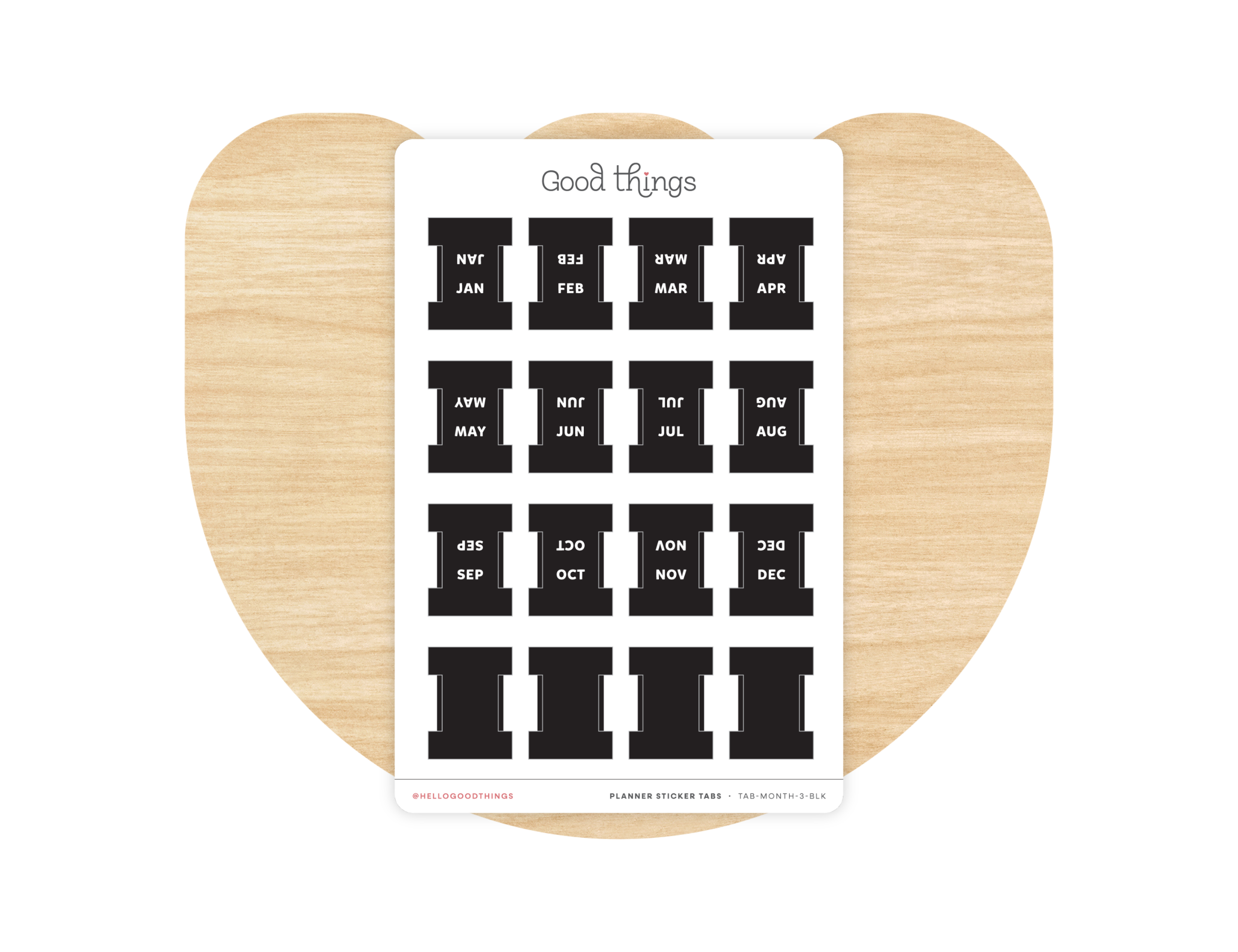 Monthly Planner Small Divider Tabs - Black