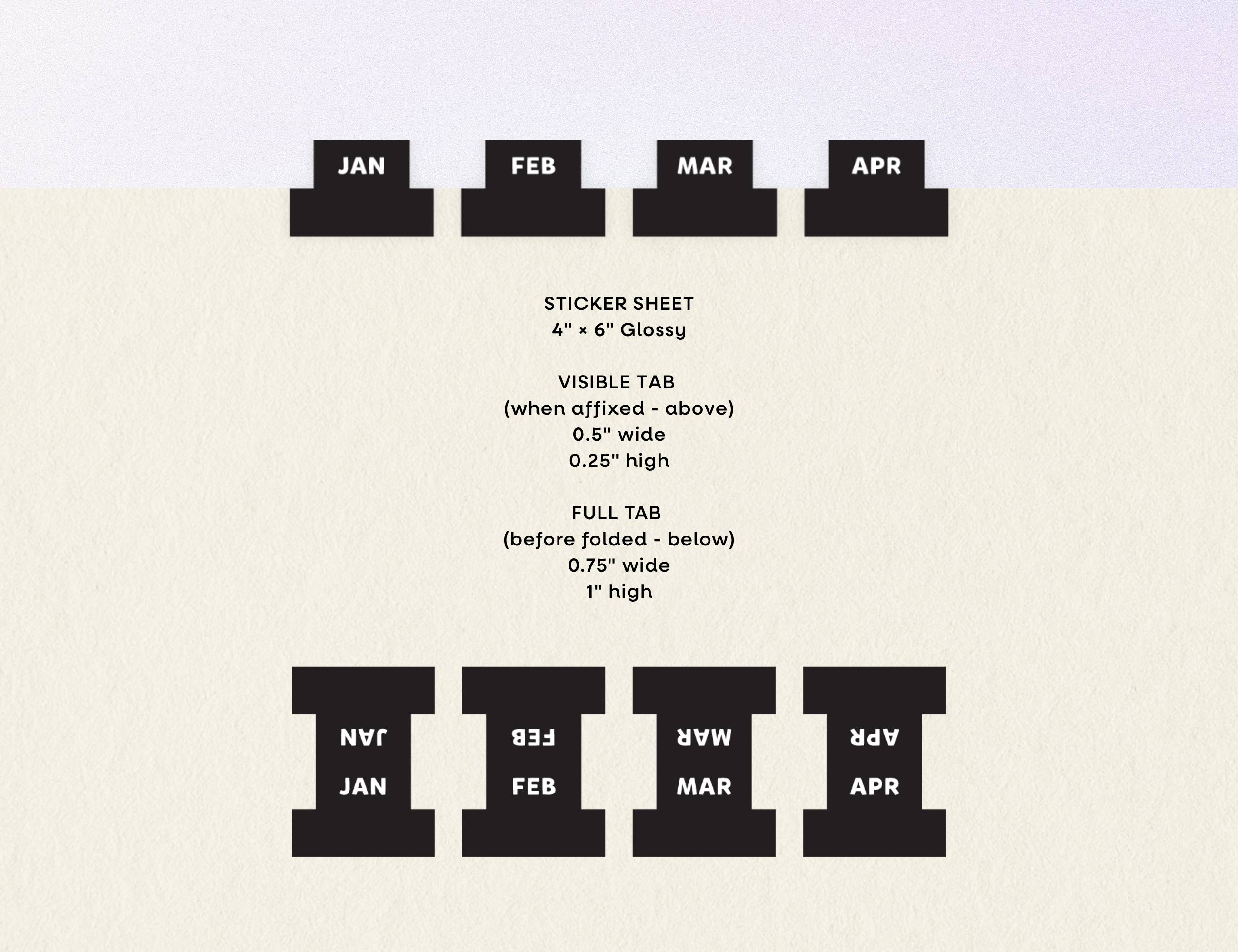 Monthly Planner Small Divider Tabs - Black