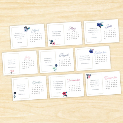 2024 Quotes & Painted Flowers Desk Calendar