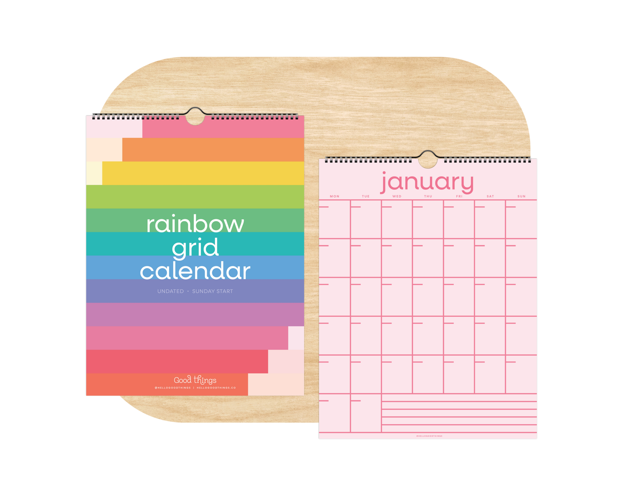 Rainbow Grid Undated Wall Calendar