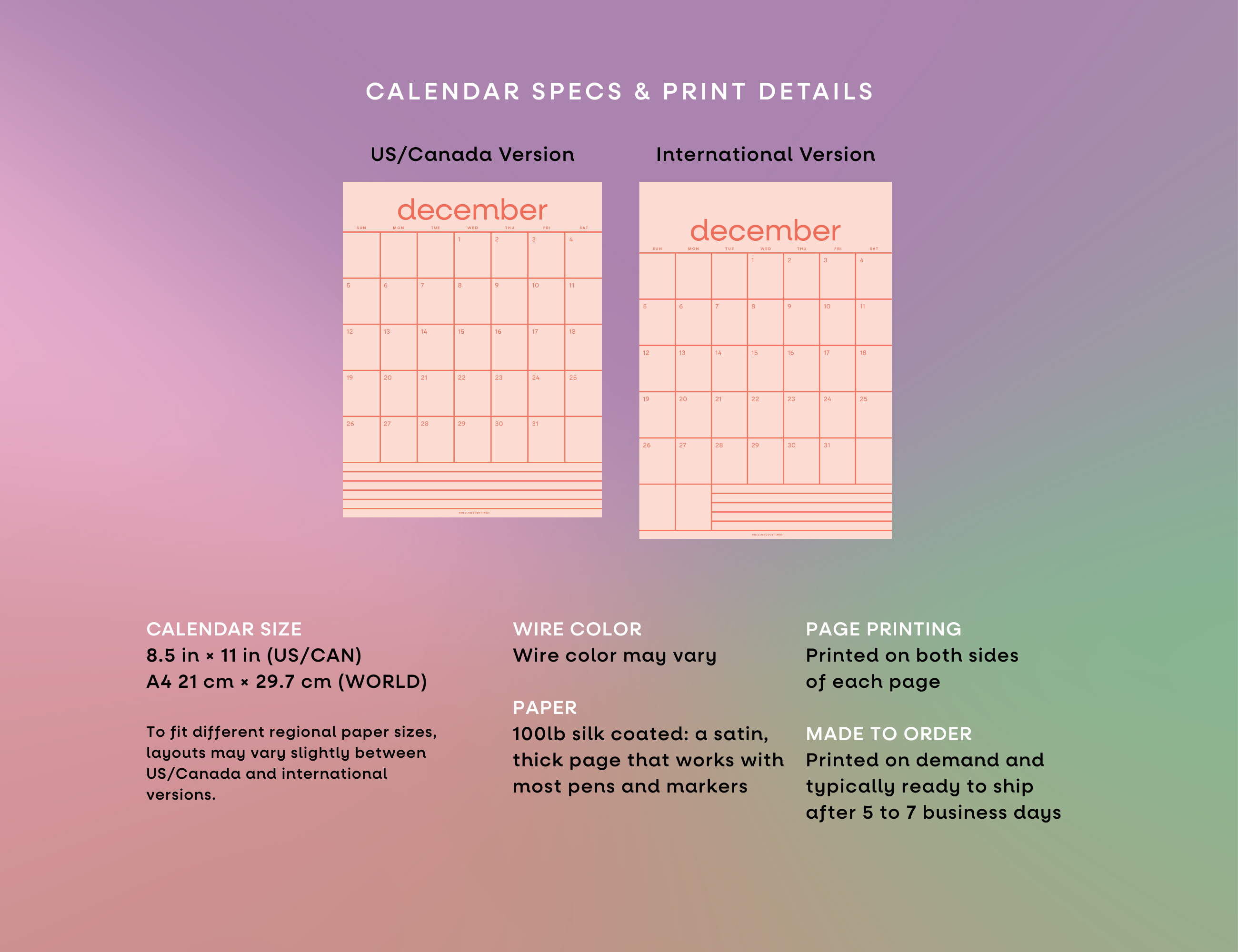 2026-2027 Rainbow Grid Wall Calendar