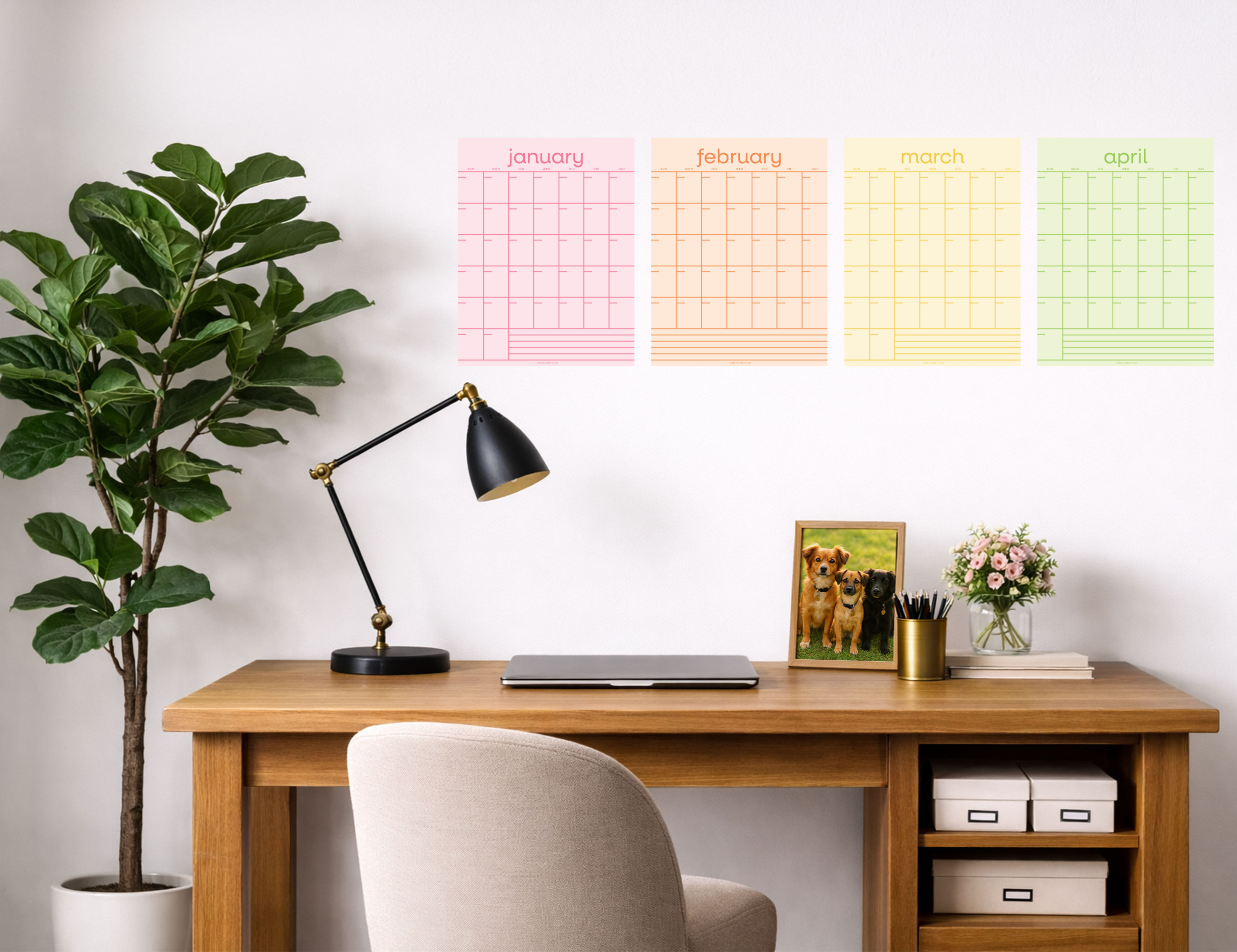 Rainbow Grid Undated Calendar Pages