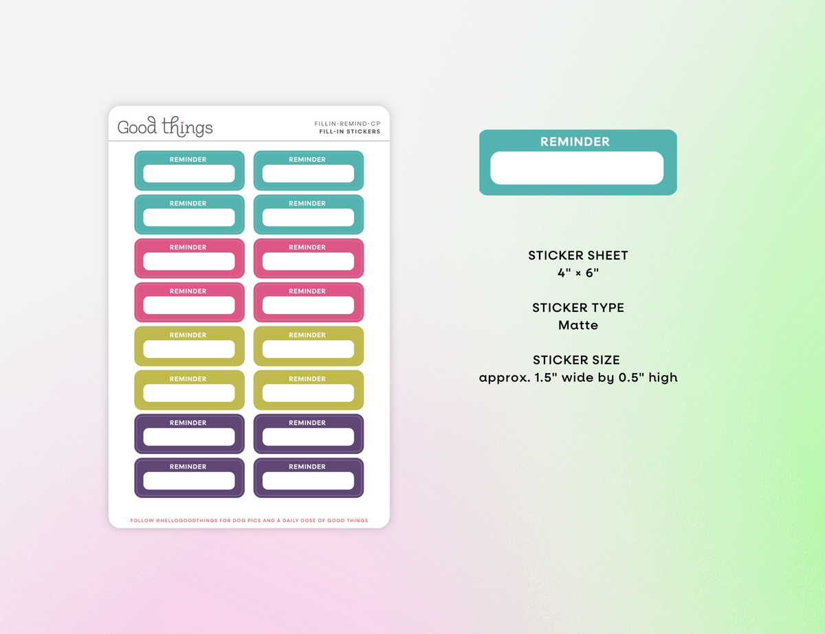 Reminder Calendar Stickers