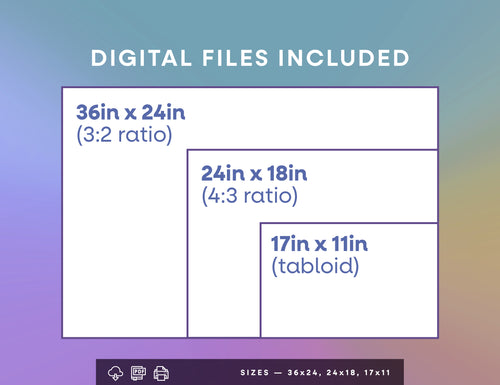 2026 Poster Calendar Printable (36x24, 24x18, 17x11)