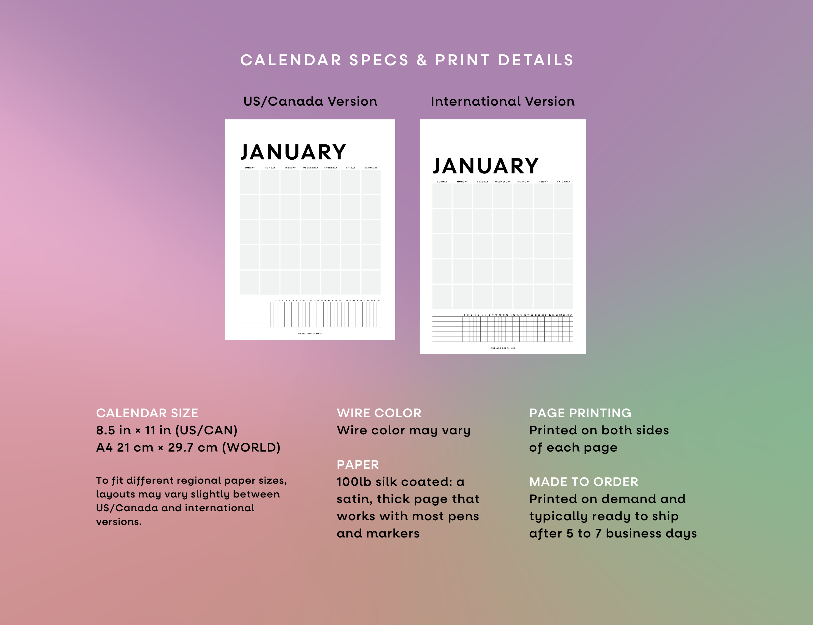 Habit Tracker Undated Wall Calendar
