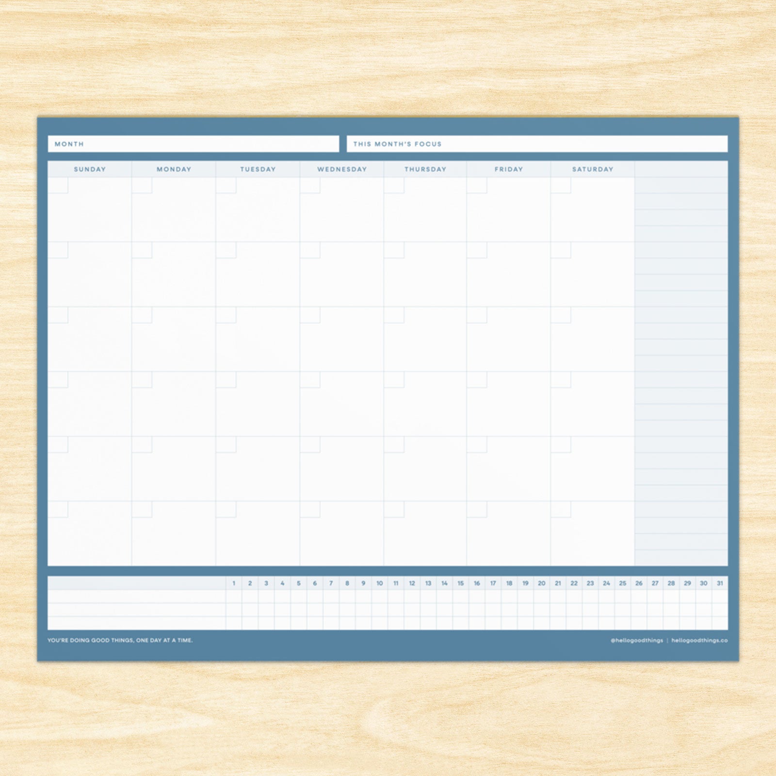 Simply Monthly Notepad (Serenity Blue)