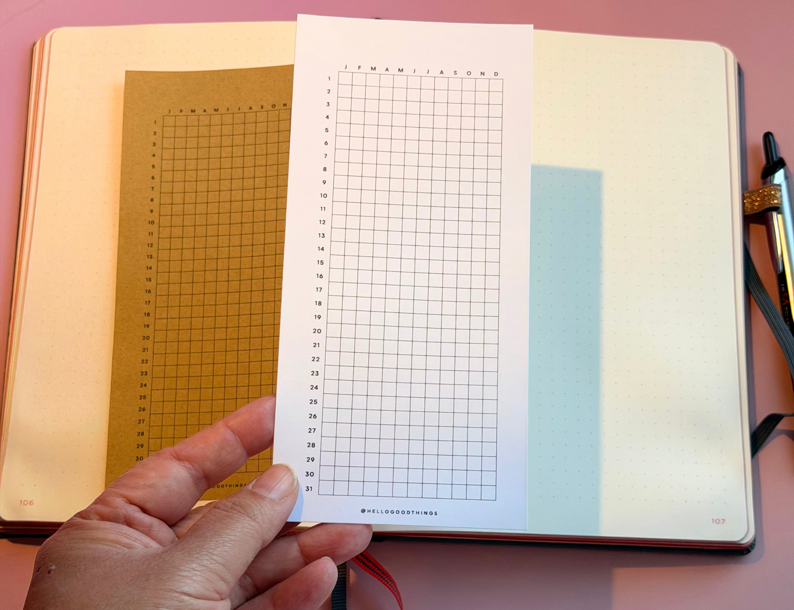 Year Tracker Sticker, Slim, Vertical Grid