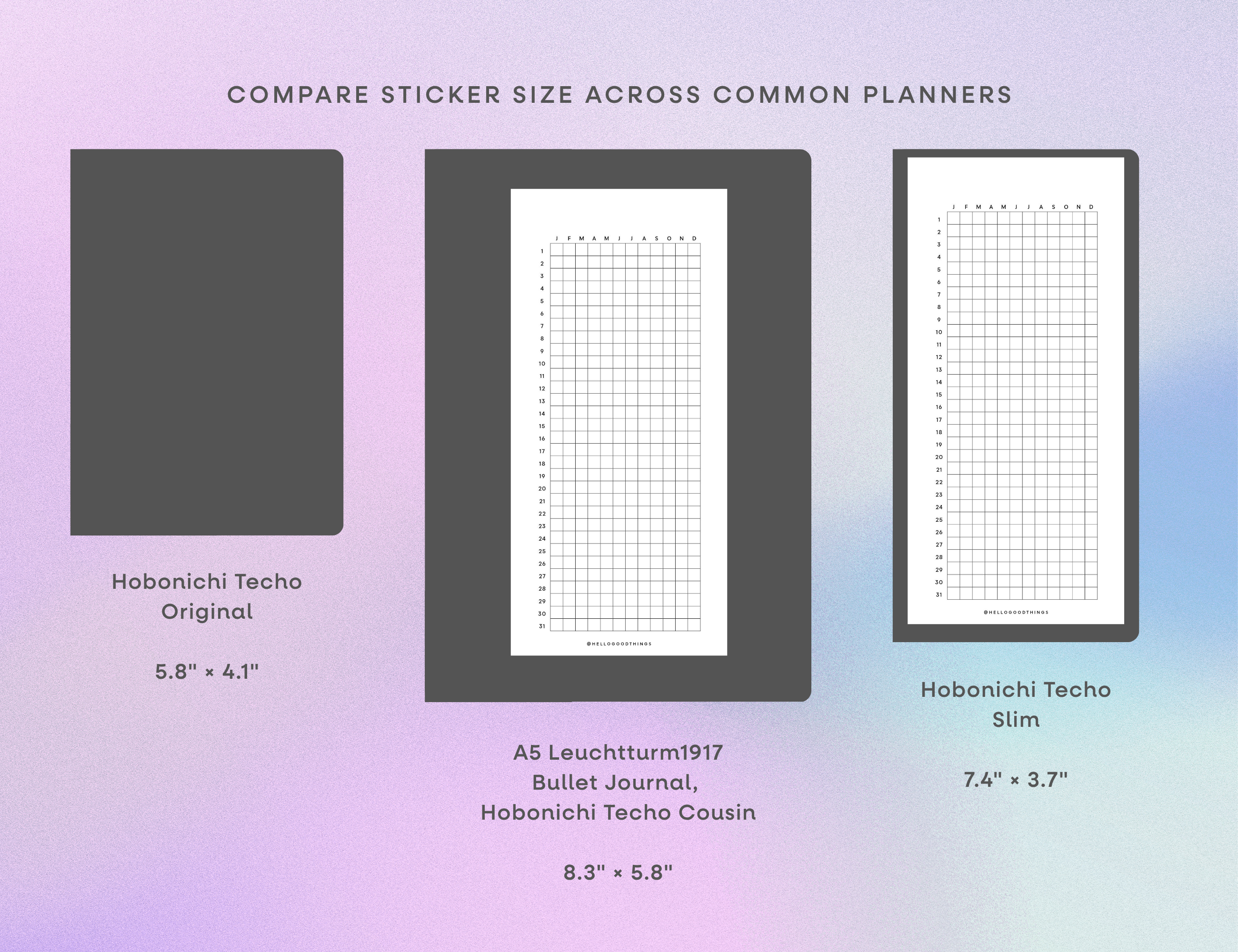 Year Tracker Sticker, Slim, Vertical Grid