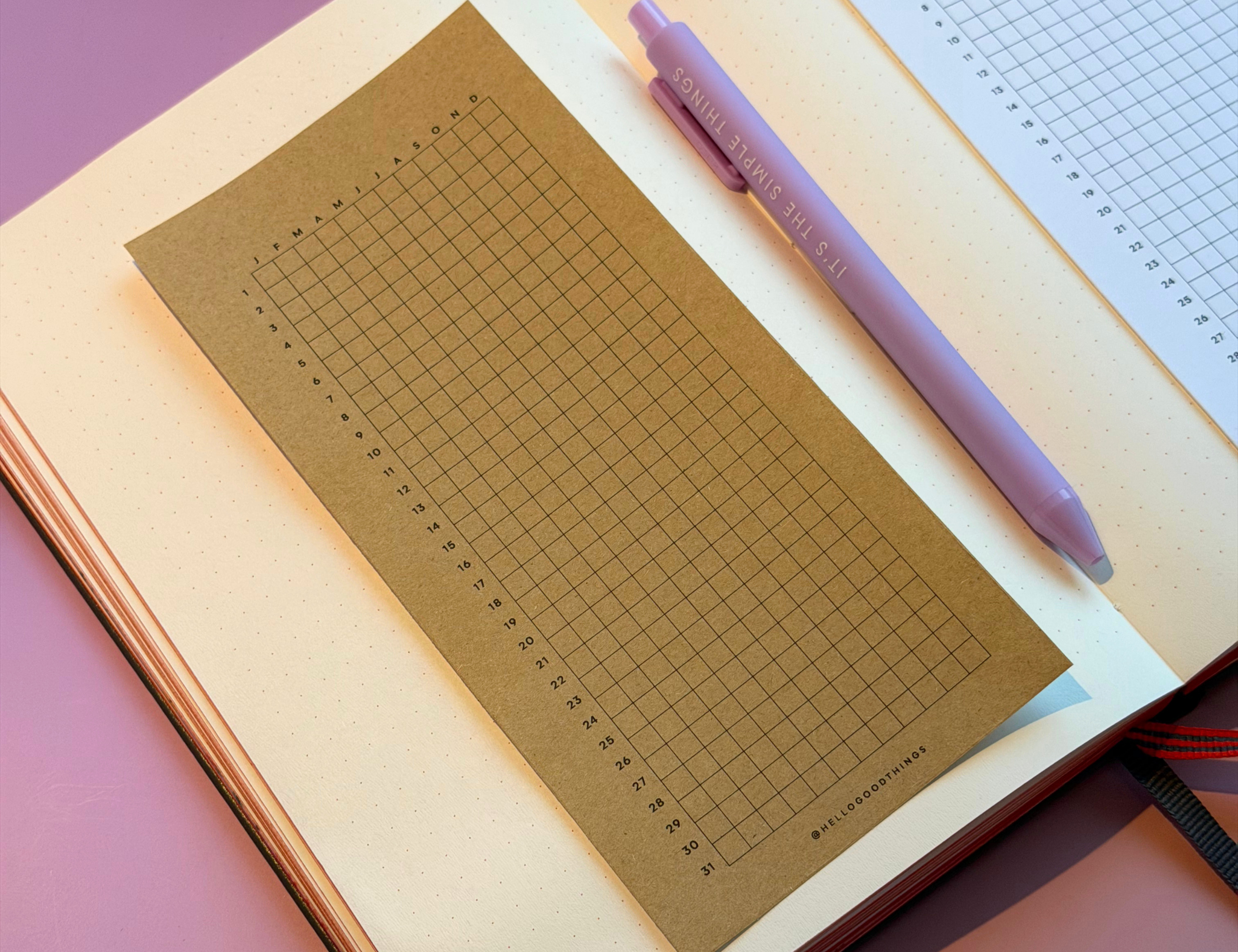 Year Tracker Sticker, Slim, Vertical Grid