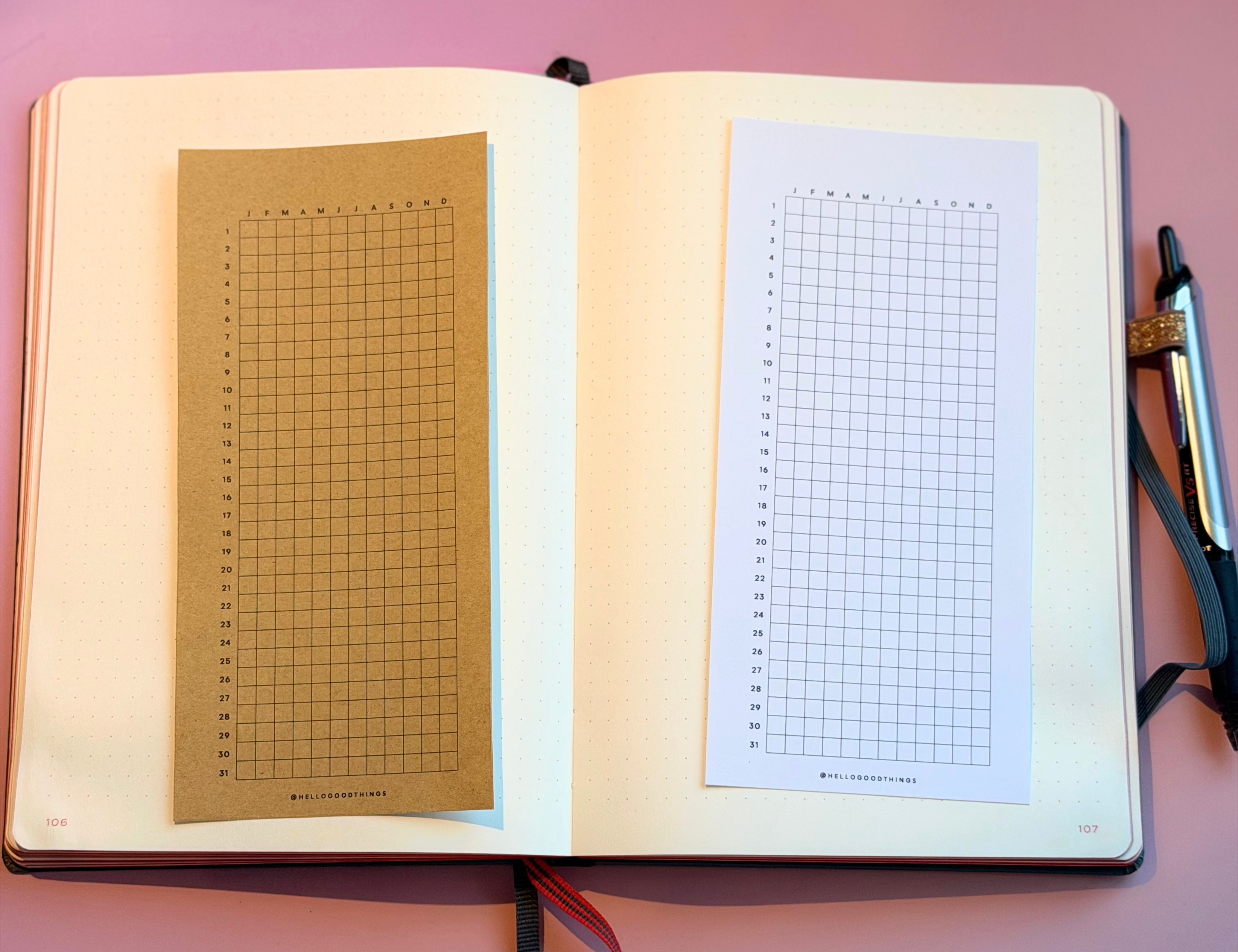 Year Tracker Sticker, Slim, Vertical Grid