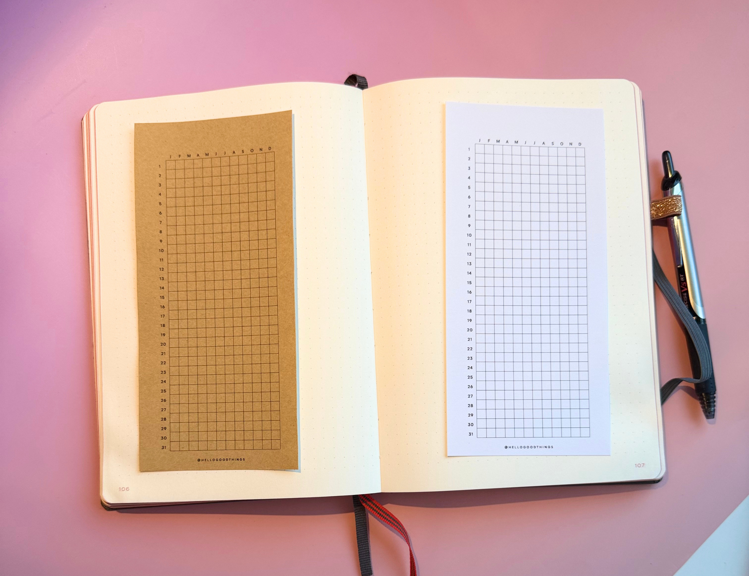 Year Tracker Sticker, Slim, Vertical Grid