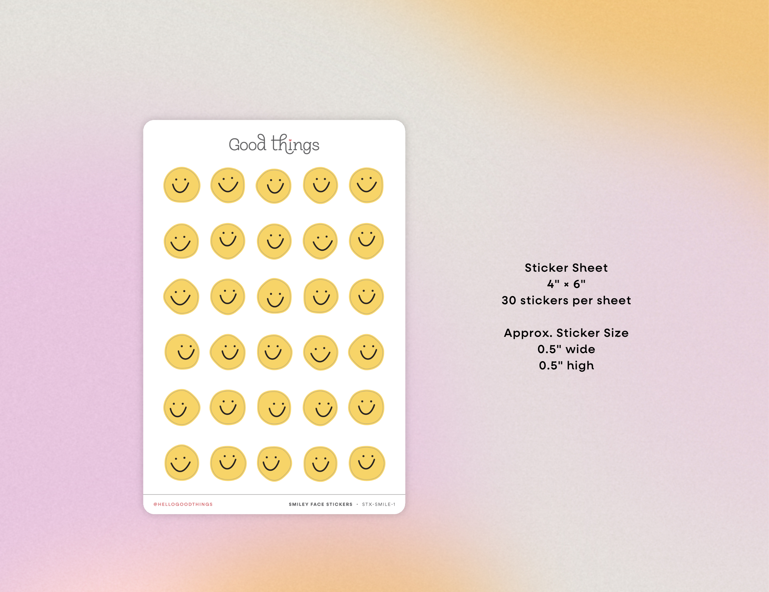 Smiley Face Sticker Sheet