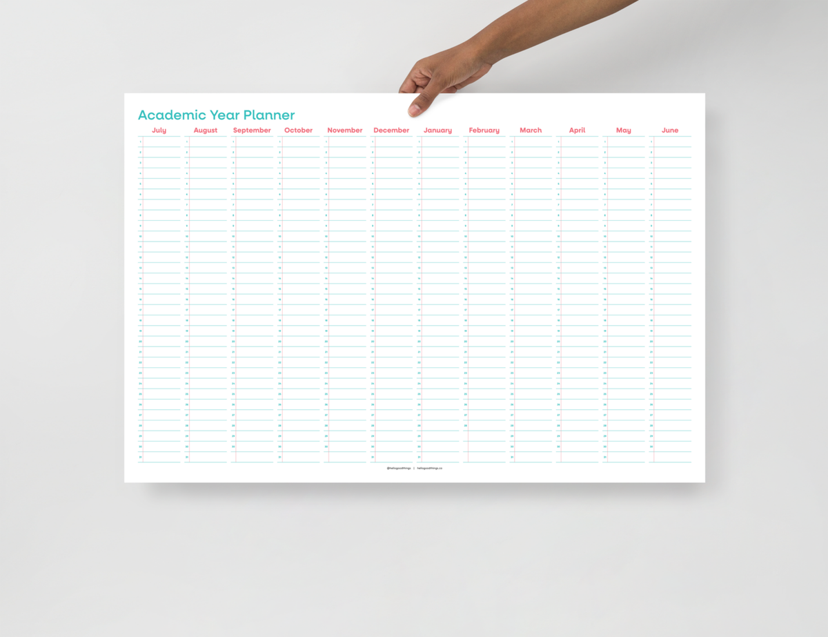 Undated Wall Poster Calendar - Academic Year Planner