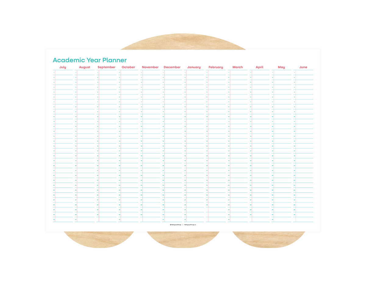 Undated Wall Poster Calendar - Academic Year Planner