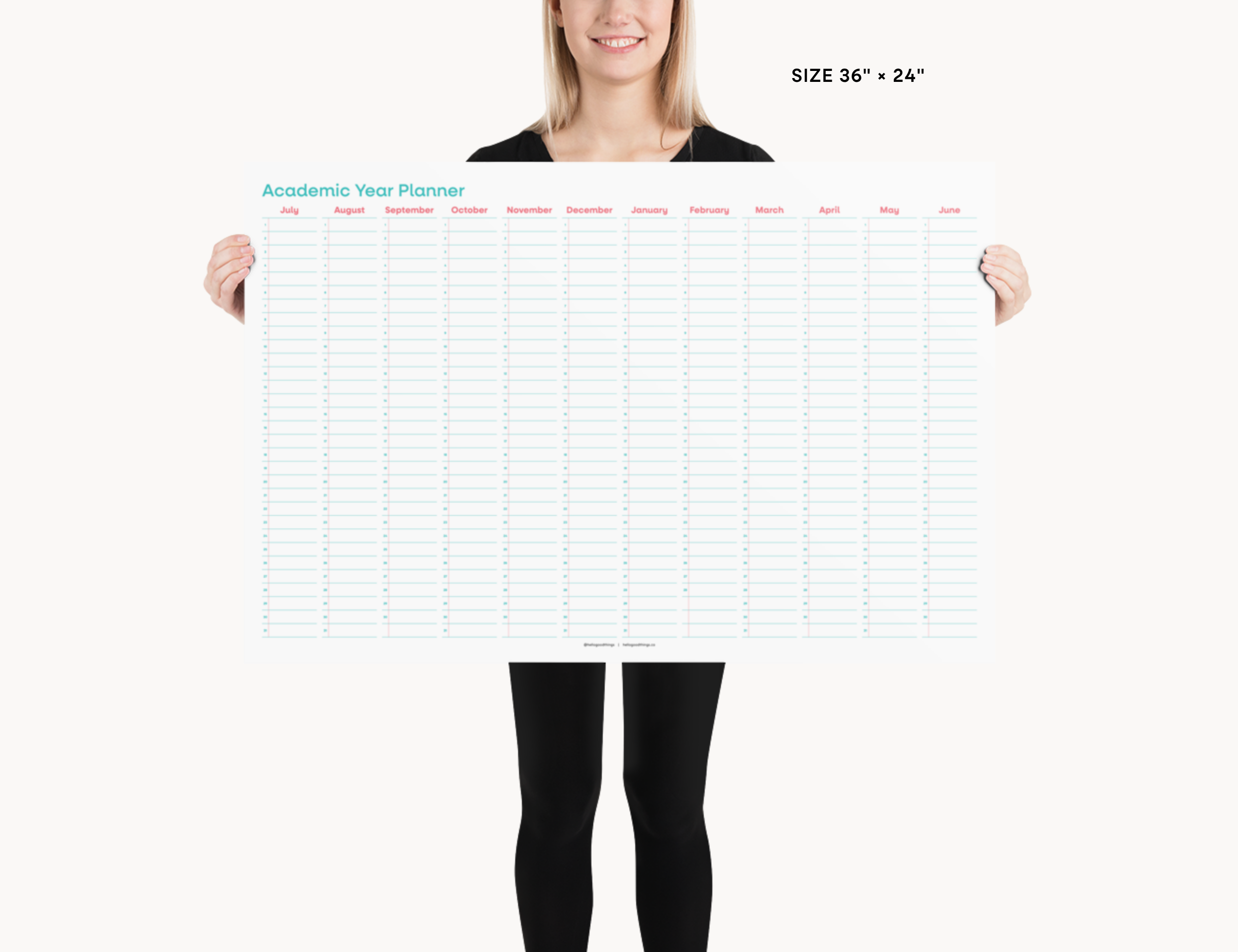 Undated Wall Poster Calendar - Academic Year Planner