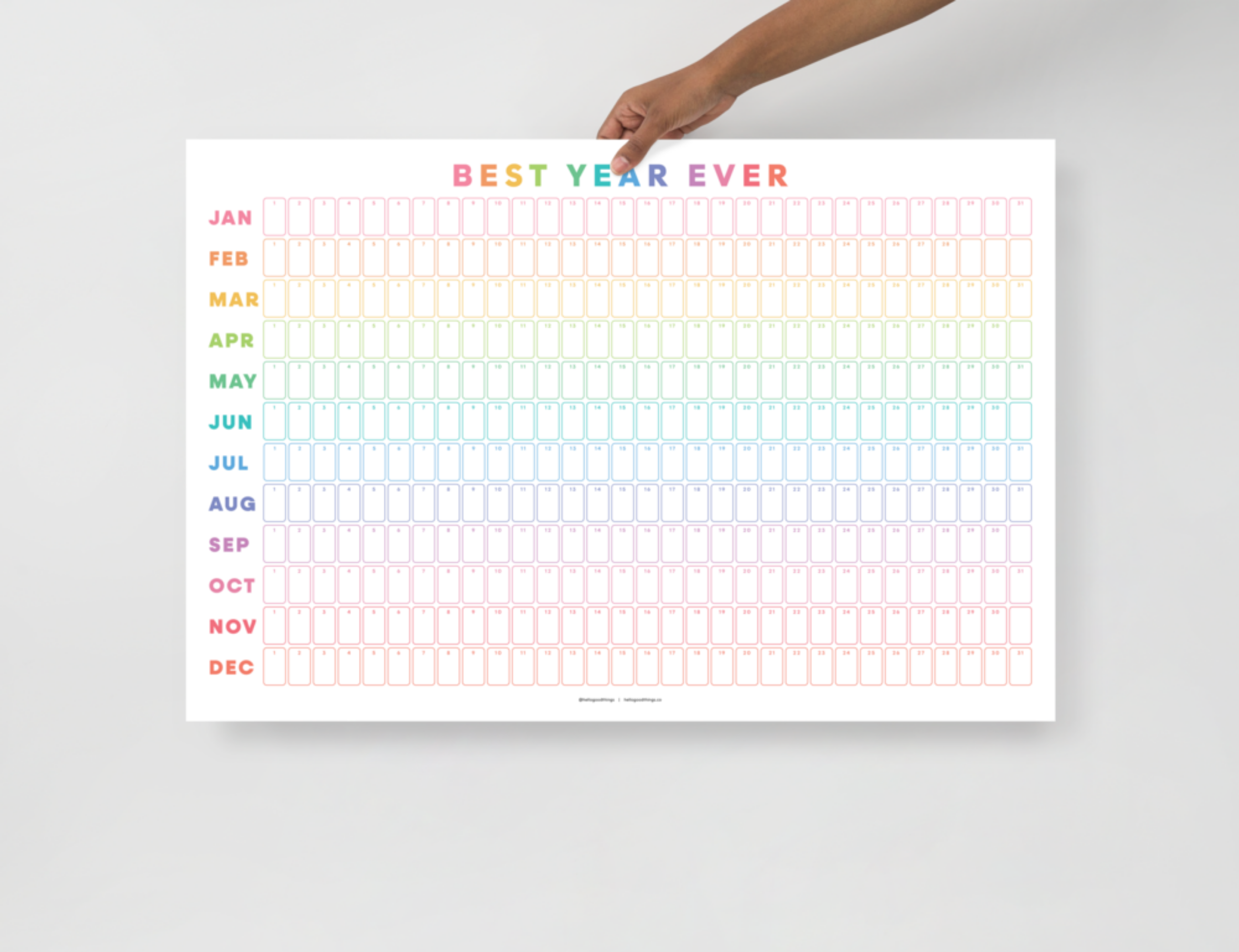 Undated Wall Poster Calendar - Best Year Ever