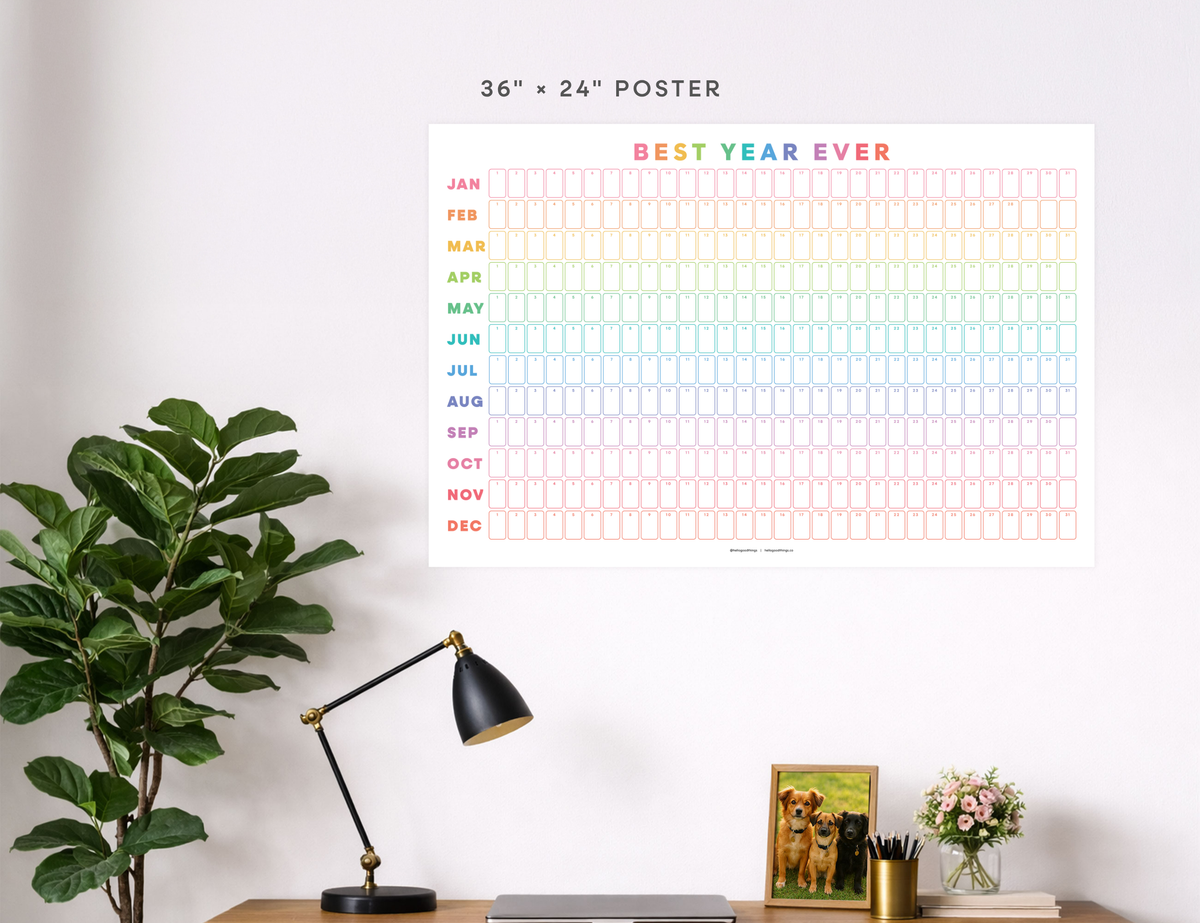 Undated Wall Poster Calendar - Best Year Ever