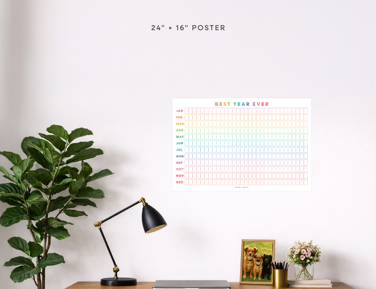 Undated Wall Poster Calendar - Best Year Ever