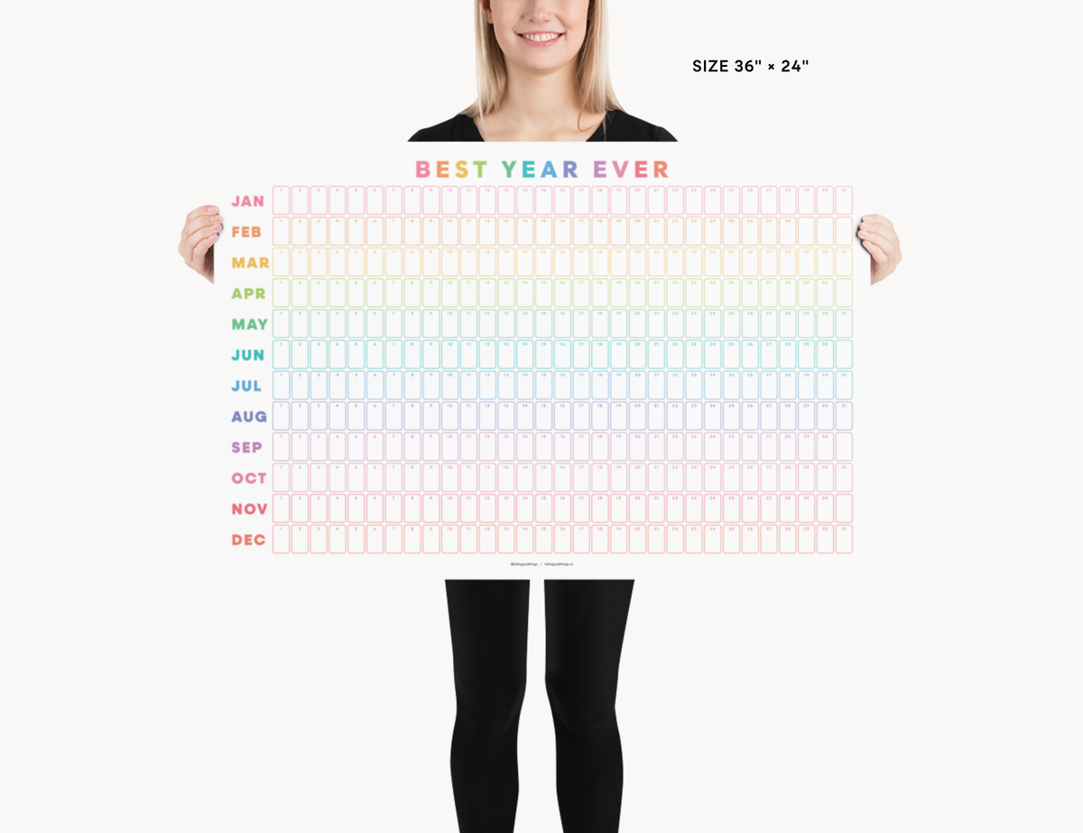 Undated Wall Poster Calendar - Best Year Ever