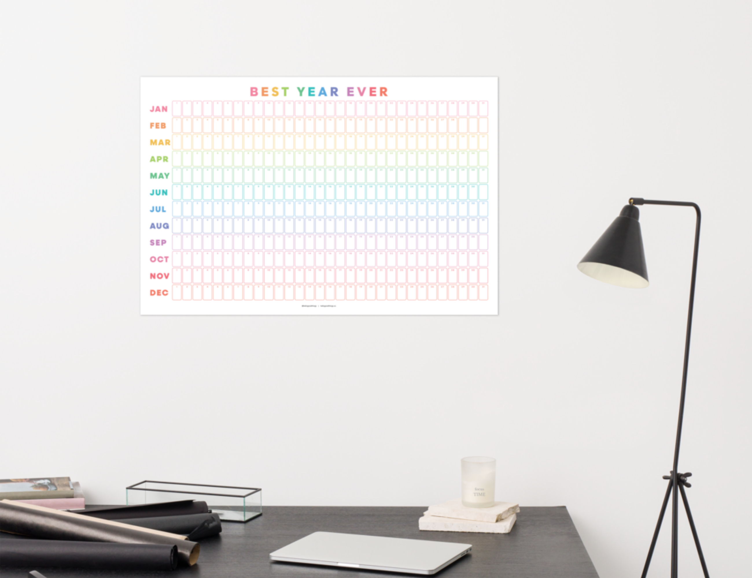 Undated Wall Poster Calendar - Best Year Ever