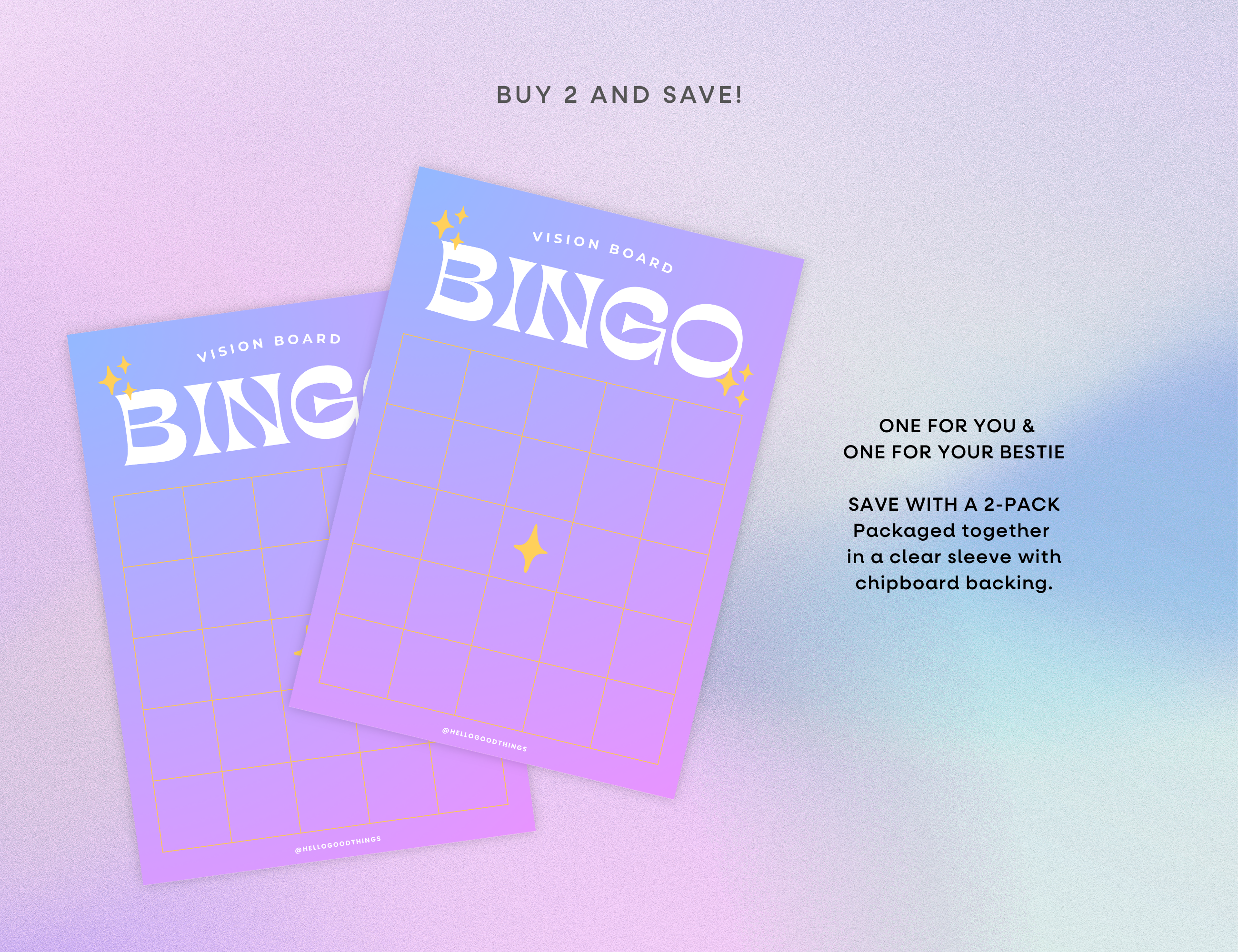 Bingo Card Vision Board, Celestial