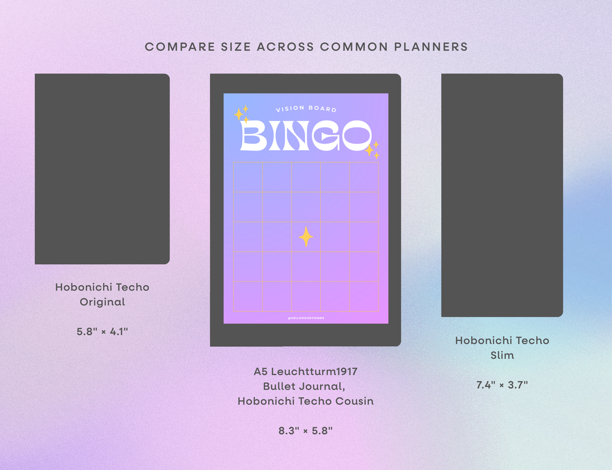 Bingo Card Vision Board, Celestial