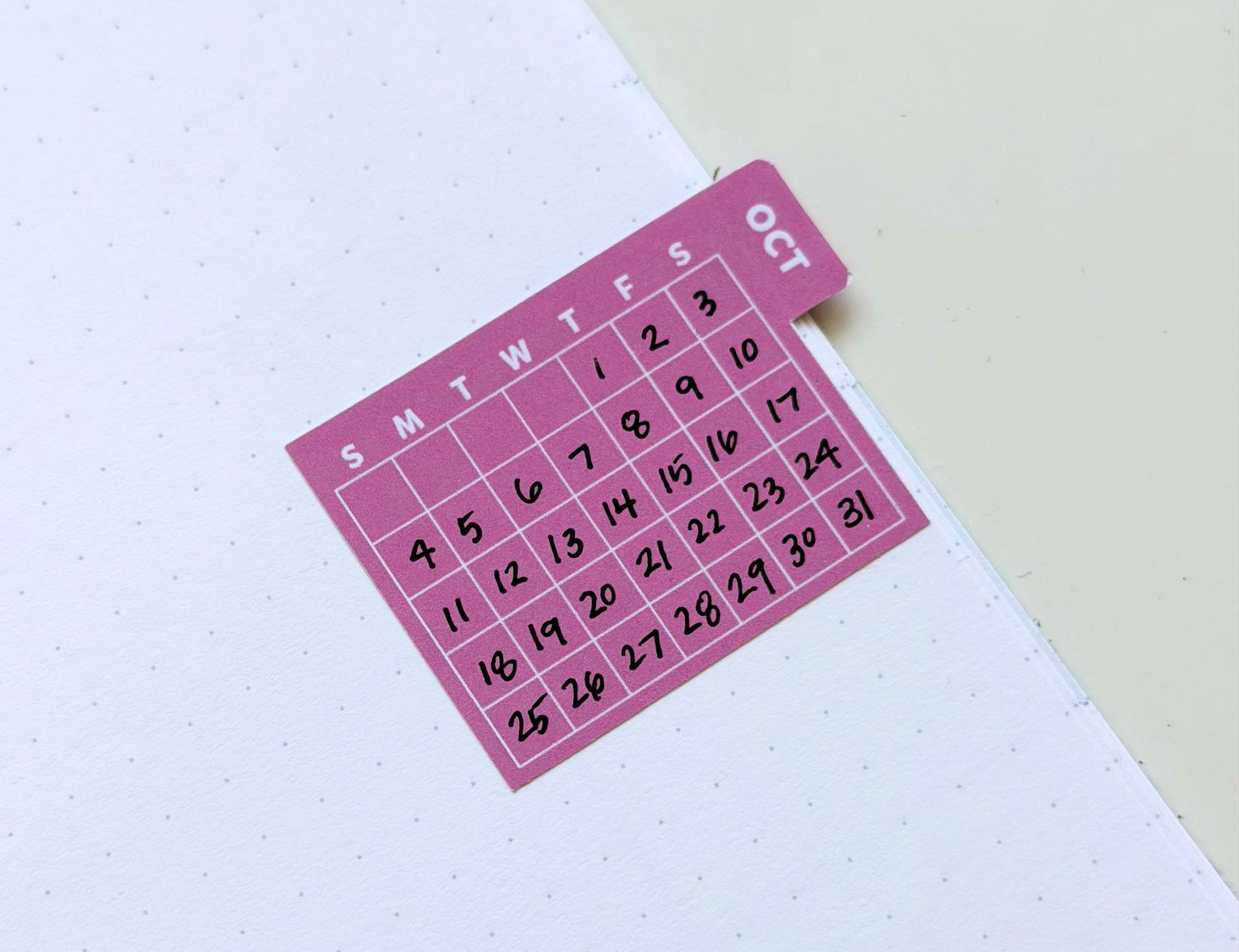 Undated Calendar Index Tabs