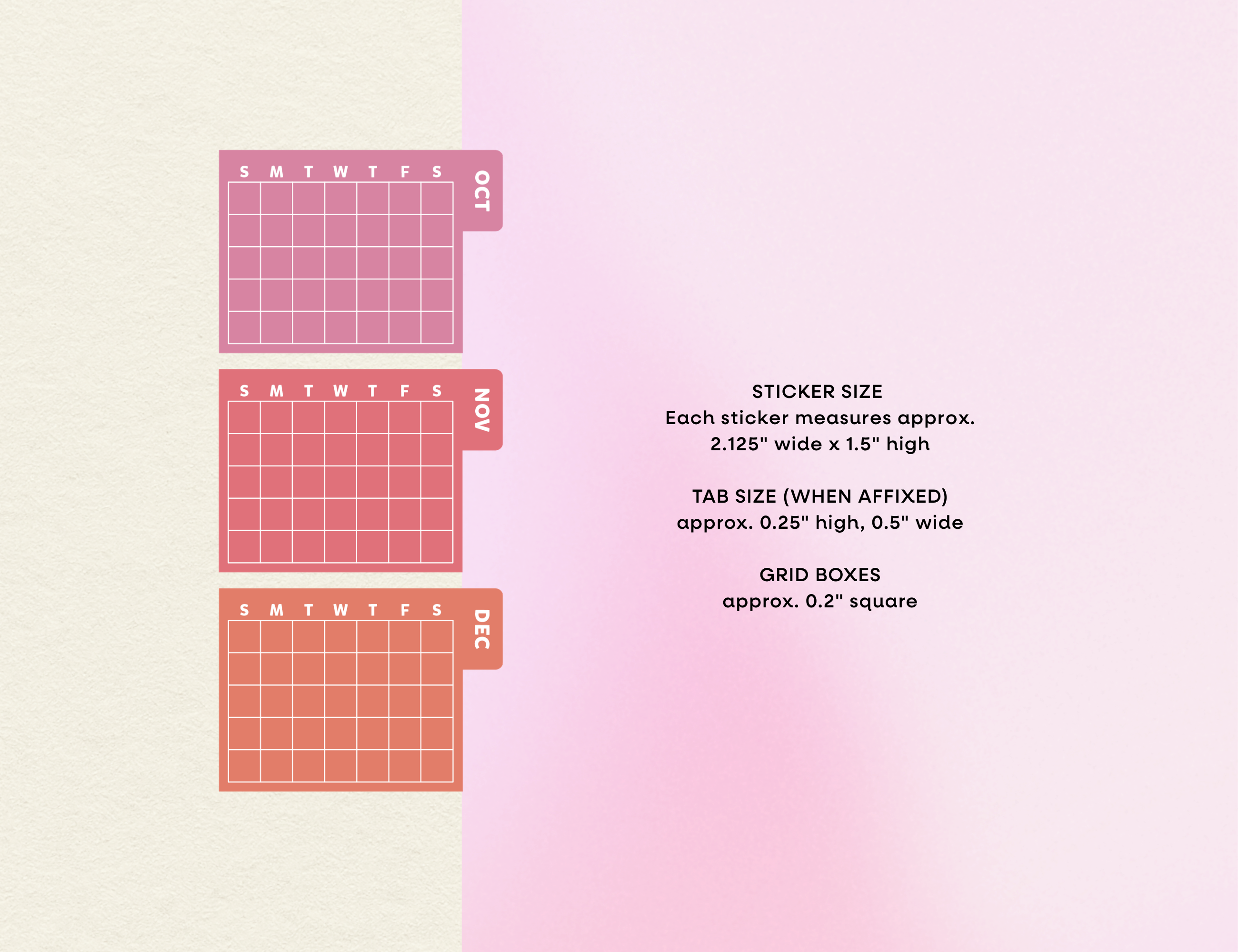 Undated Calendar Index Tabs