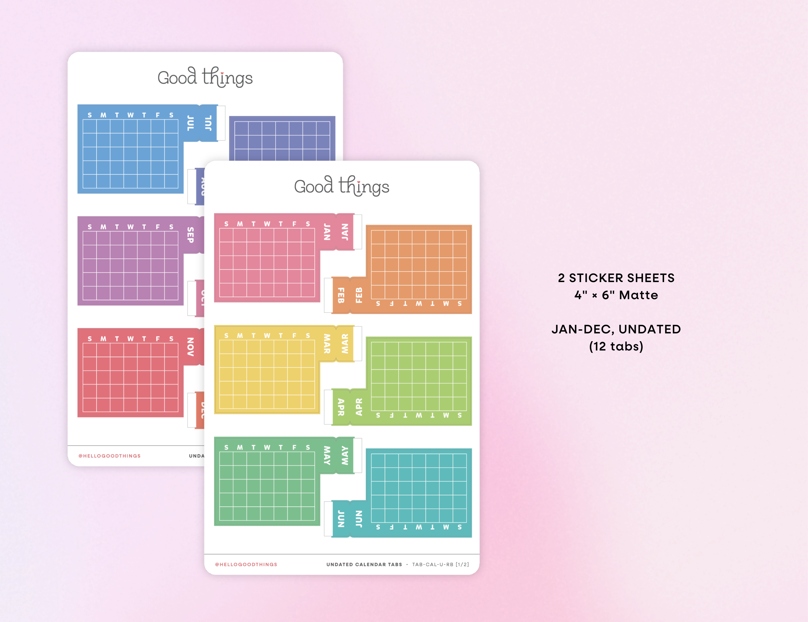 Undated Calendar Index Tabs