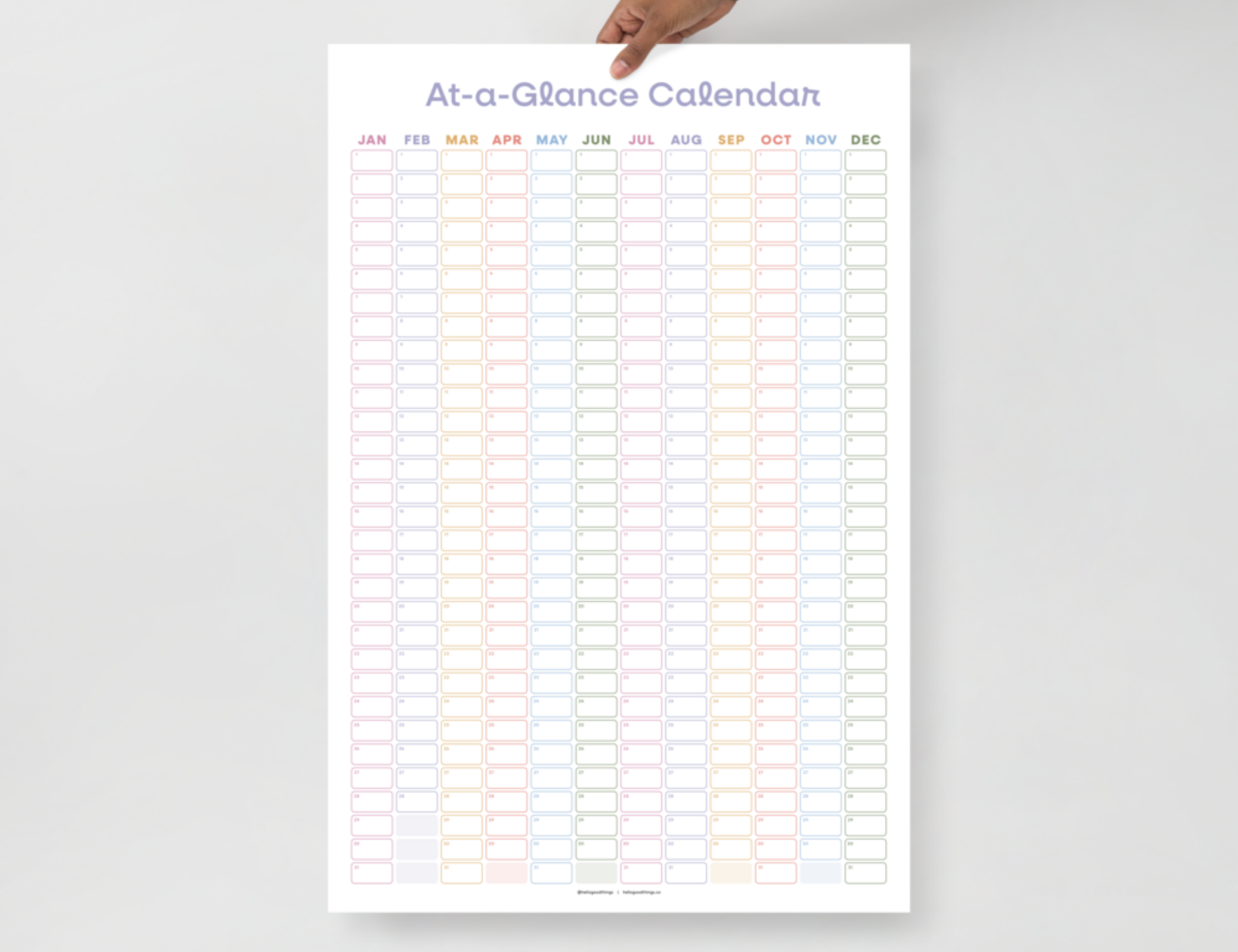 Undated Wall Poster Calendar - At-a-Glance Calendar (Colorful)