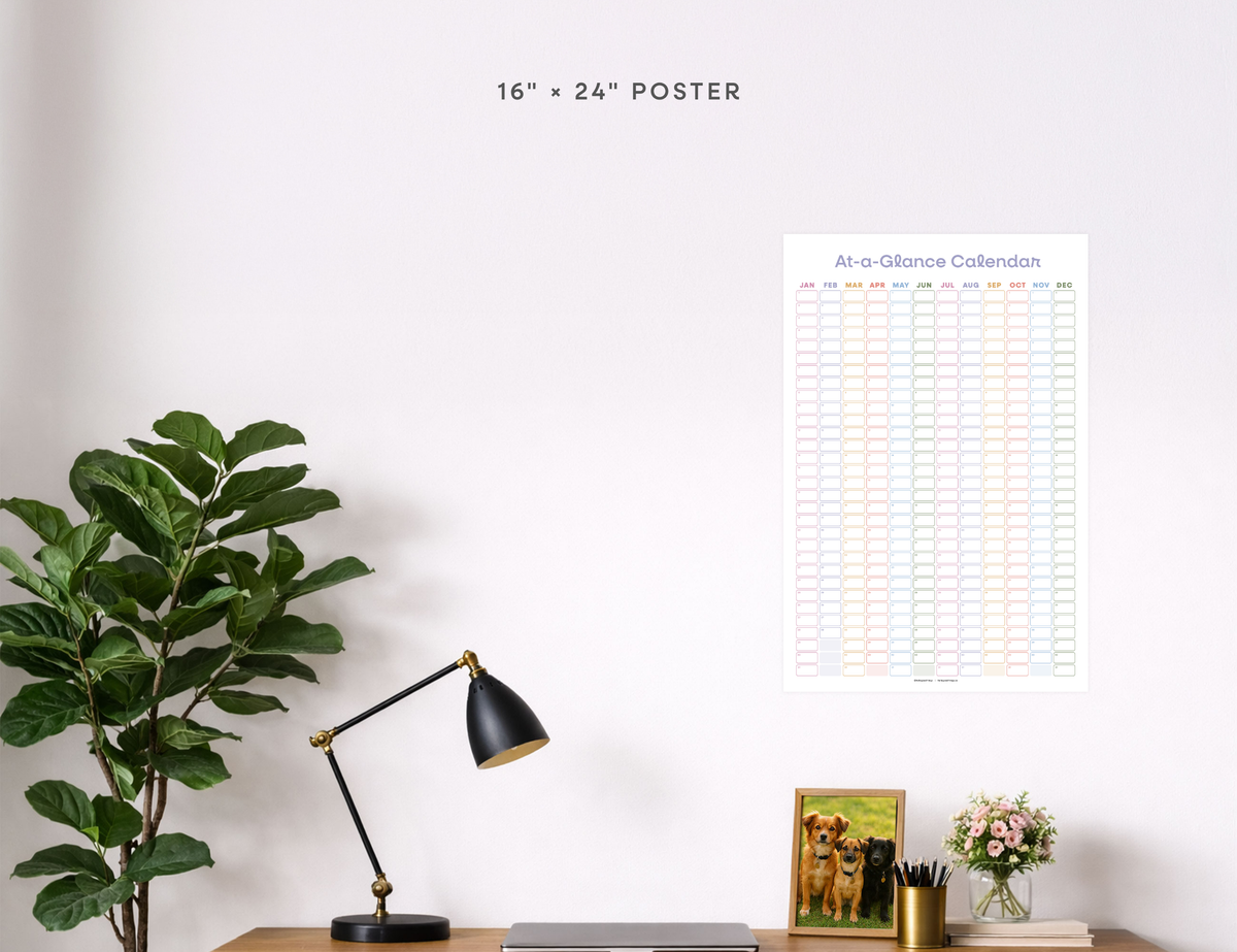 Undated Wall Poster Calendar - At-a-Glance Calendar (Colorful)