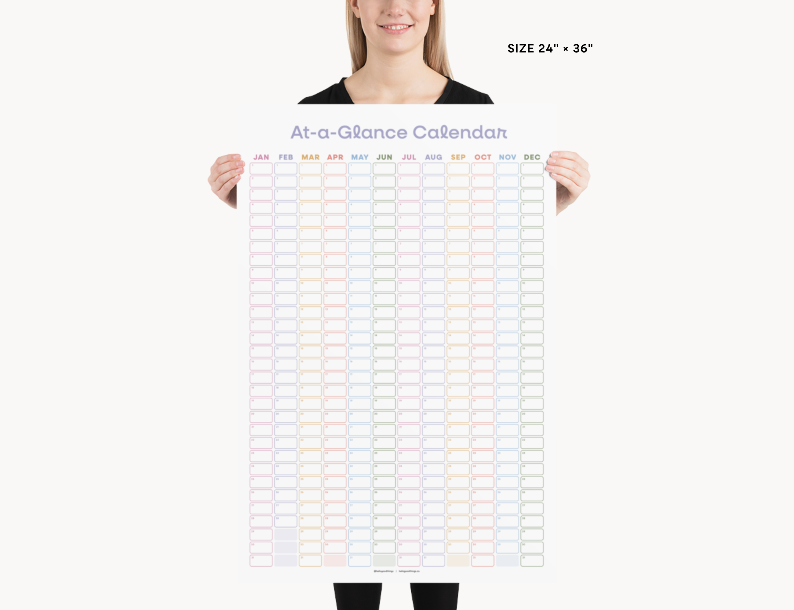 Undated Wall Poster Calendar - At-a-Glance Calendar (Colorful)
