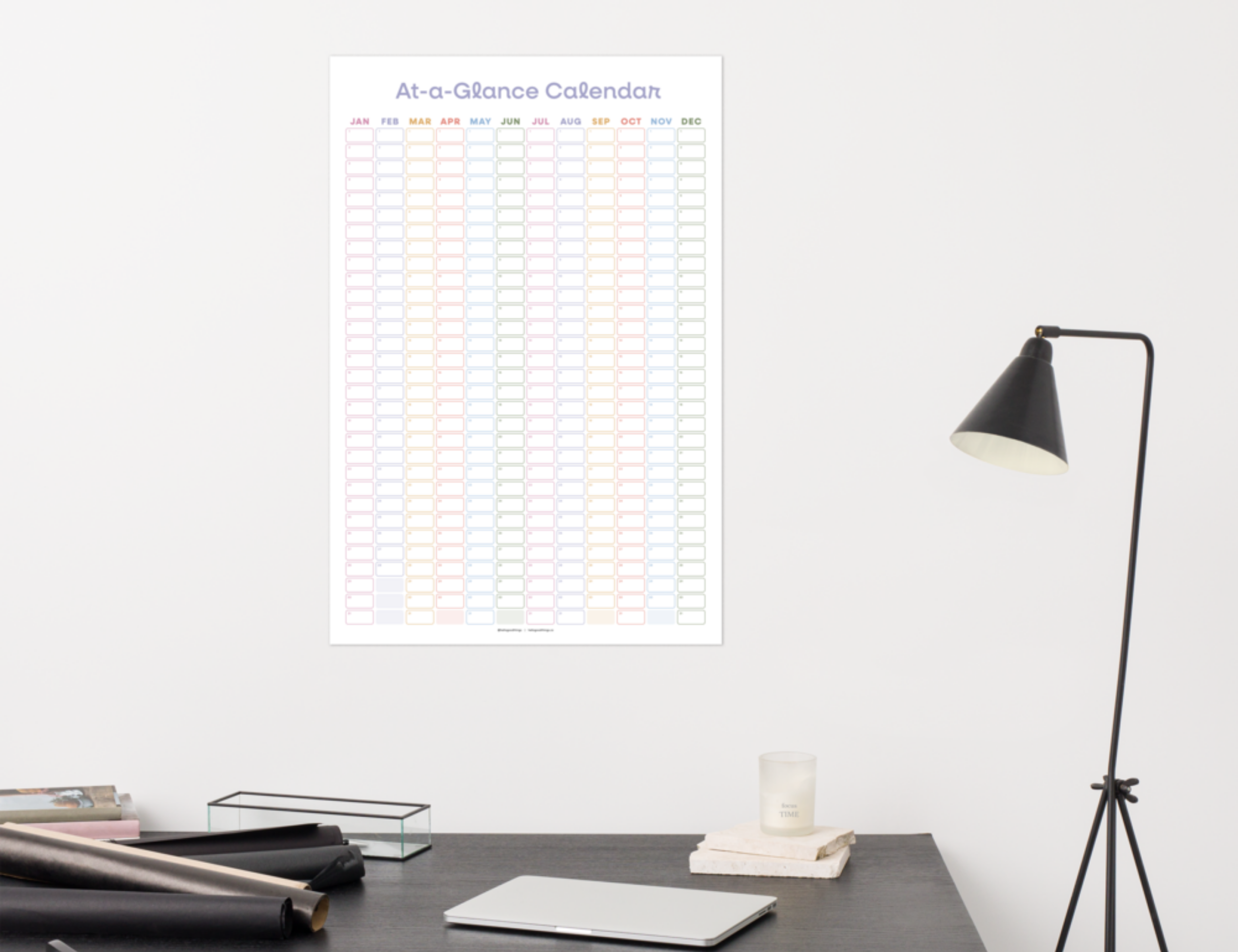 Undated Wall Poster Calendar - At-a-Glance Calendar (Colorful)