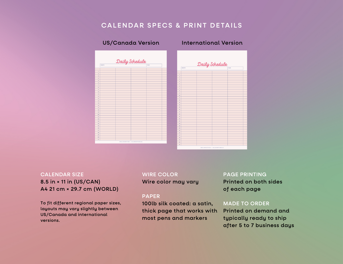 Guest Check Undated Wall Calendar