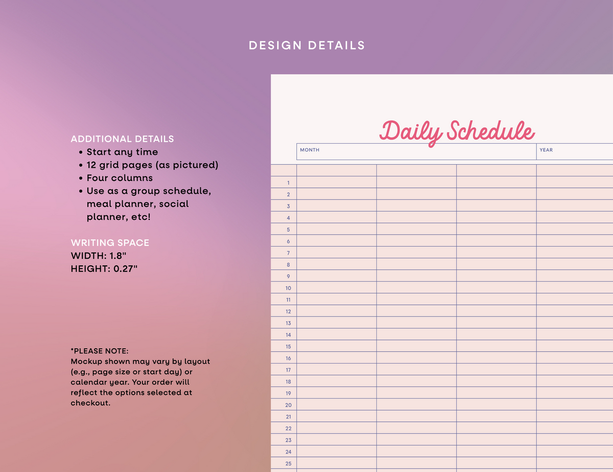 Guest Check Undated Wall Calendar