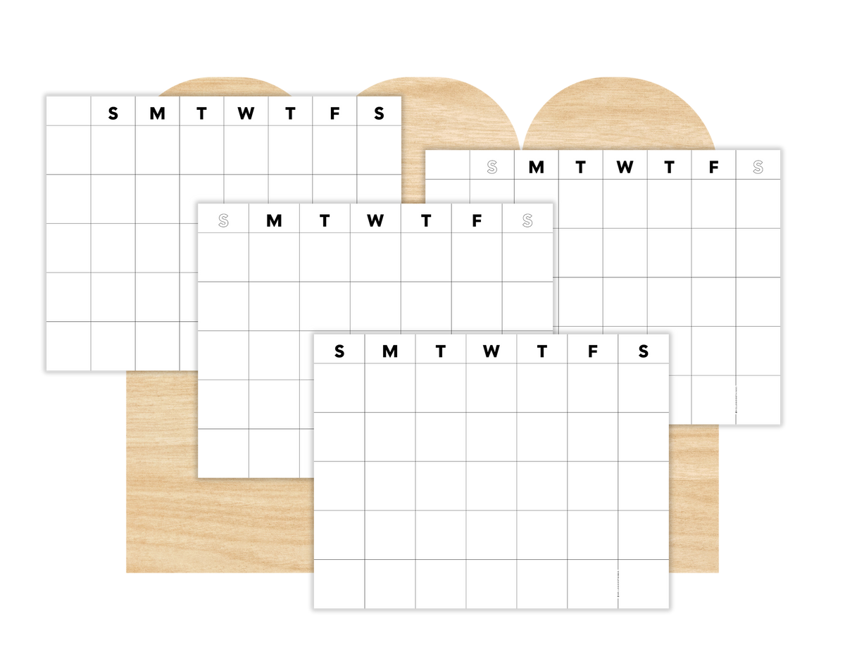 Undated Month or Week Printable, Sunday-start (6 sizes)