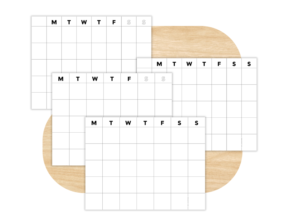 Undated Month or Week Printable, Monday-start (6 sizes)