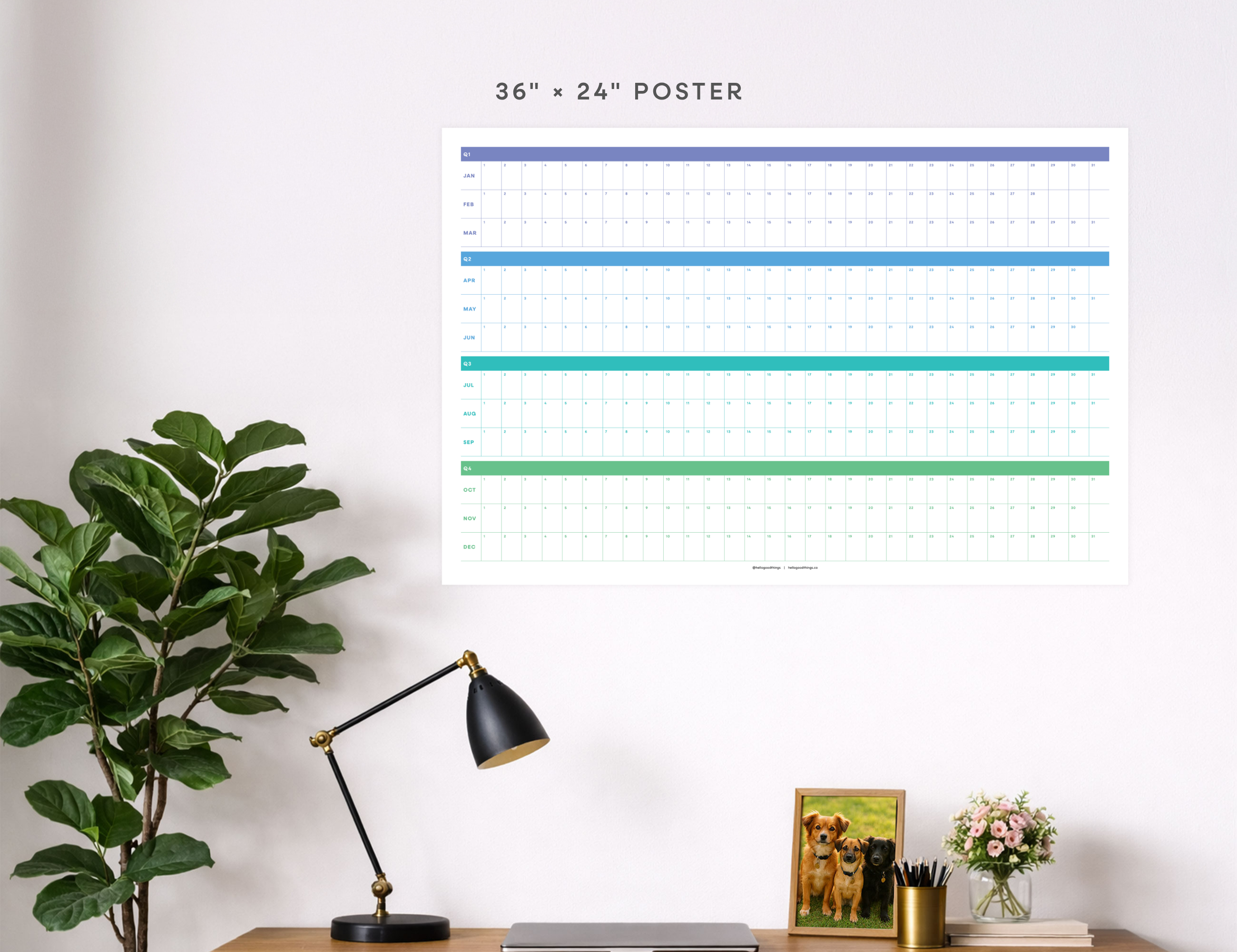 Undated Wall Poster Calendar - Quarterly Planner