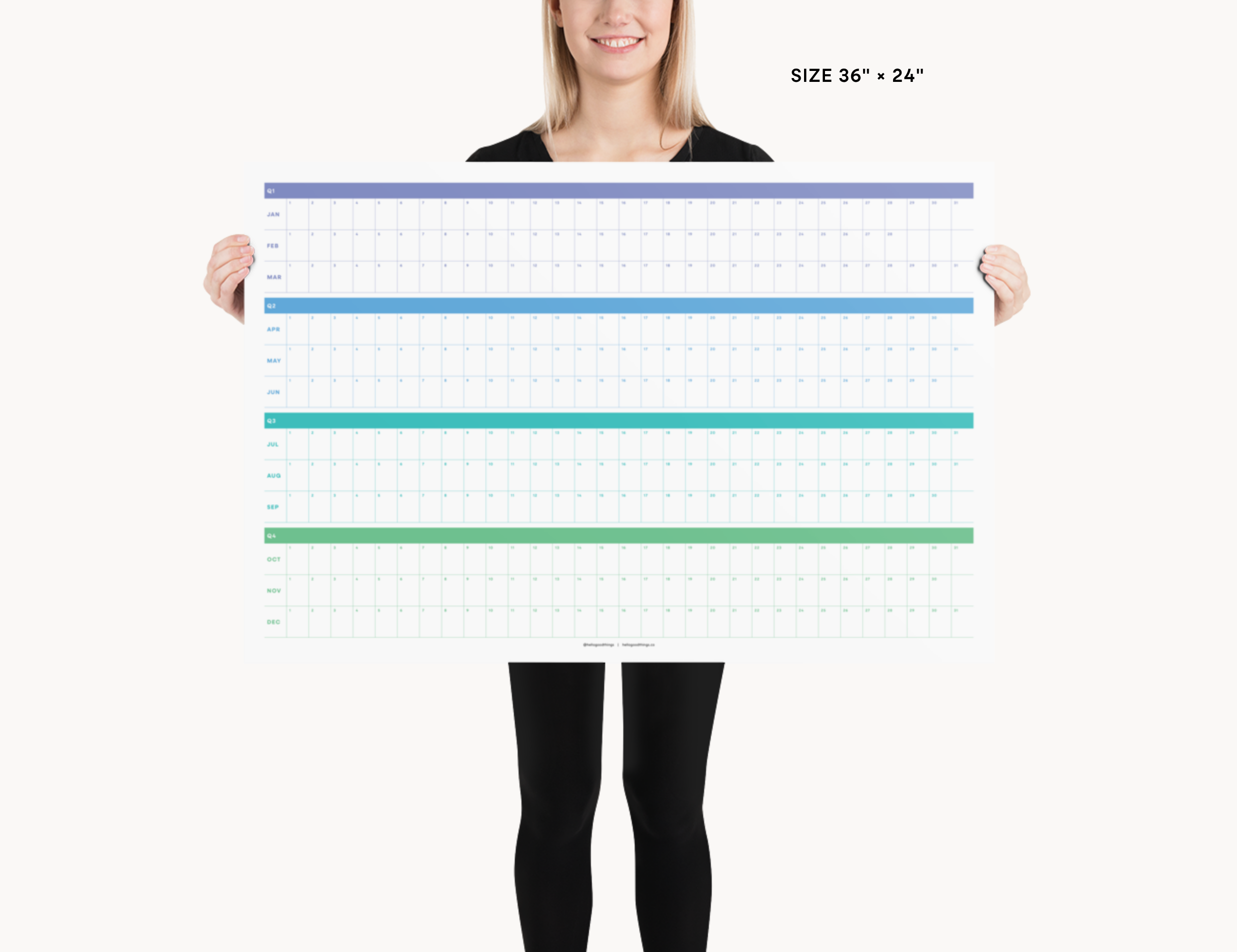 Undated Wall Poster Calendar - Quarterly Planner