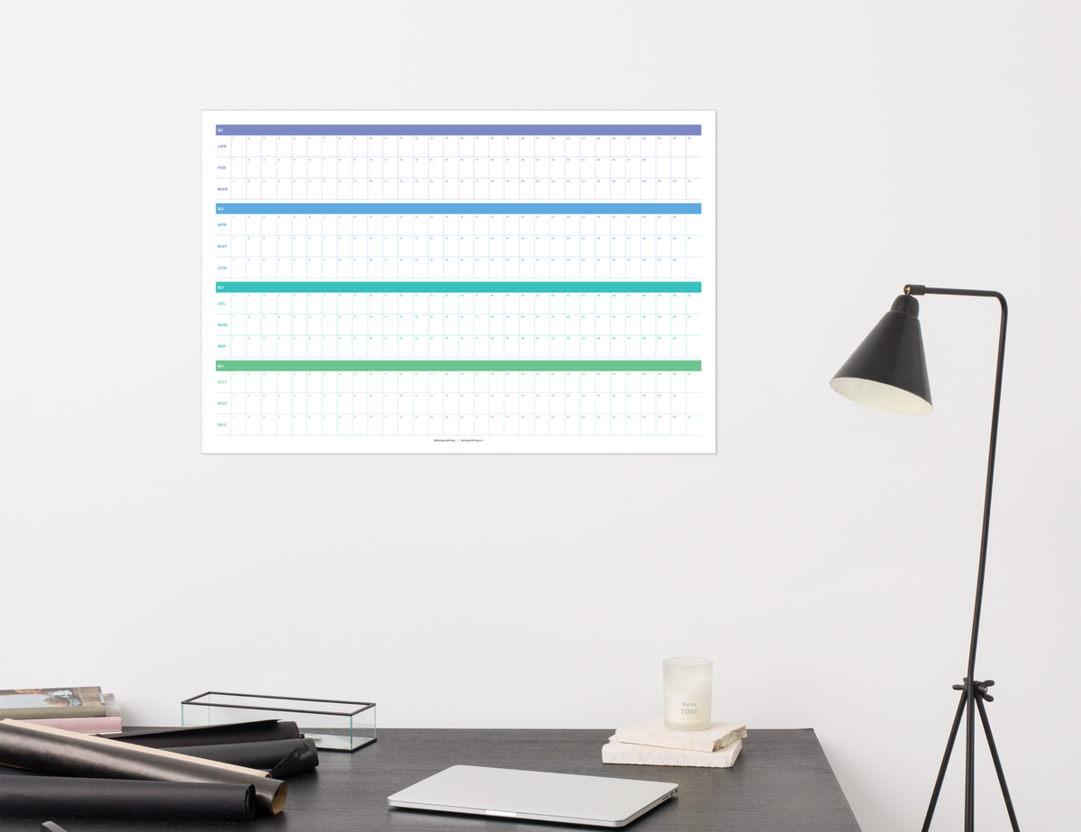 Undated Wall Poster Calendar - Quarterly Planner
