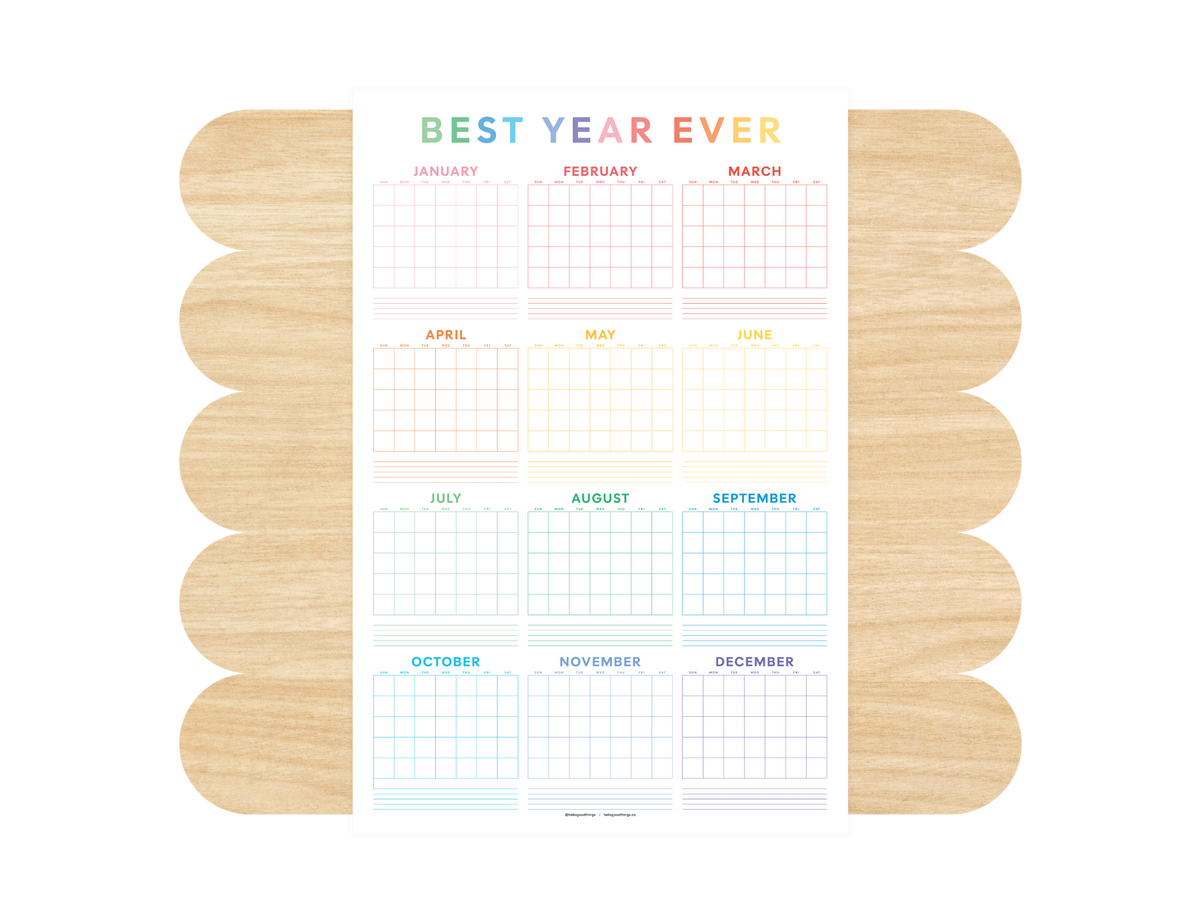 Undated Wall Poster Calendar - Rainbow Year