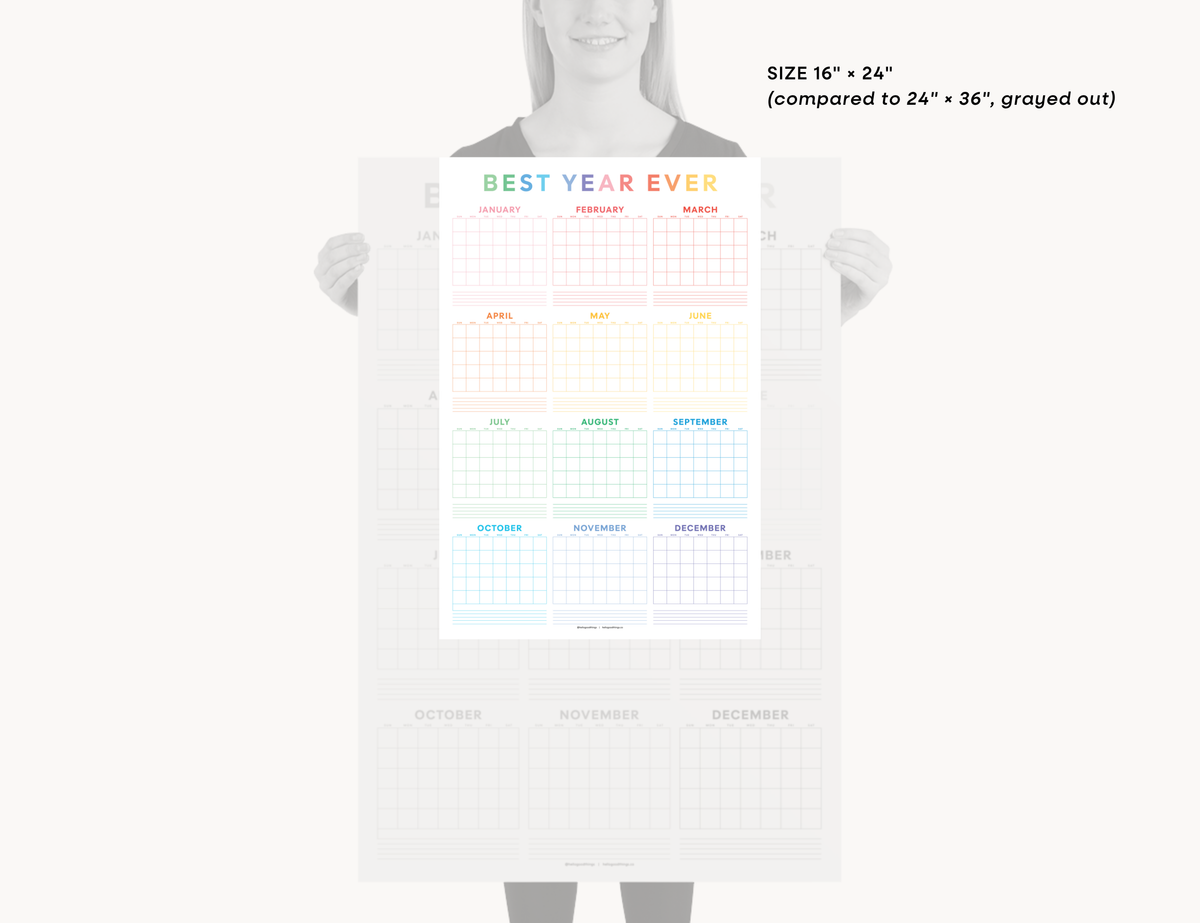 Undated Wall Poster Calendar - Rainbow Year