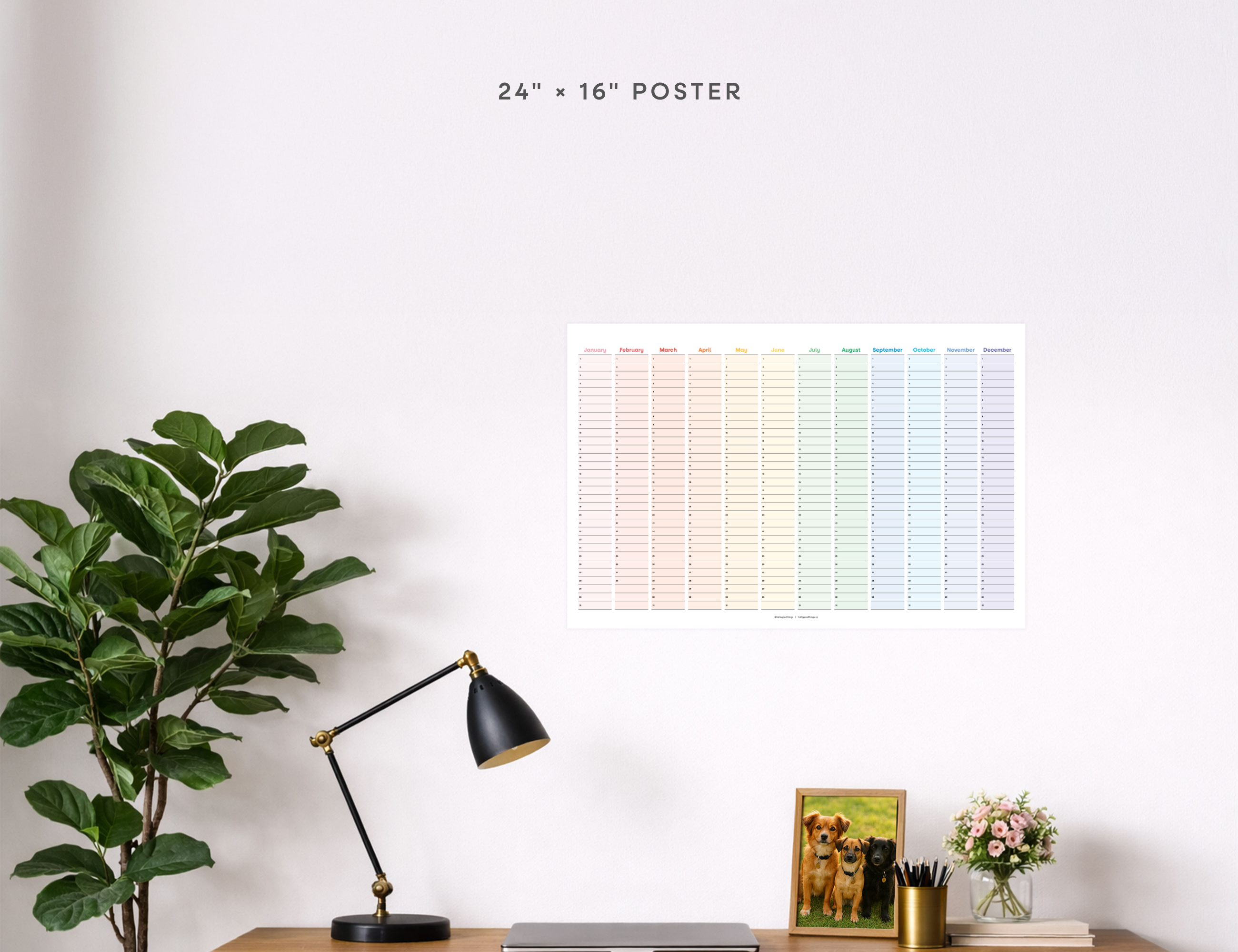 Undated Wall Poster Calendar - Rainbow Year Planner