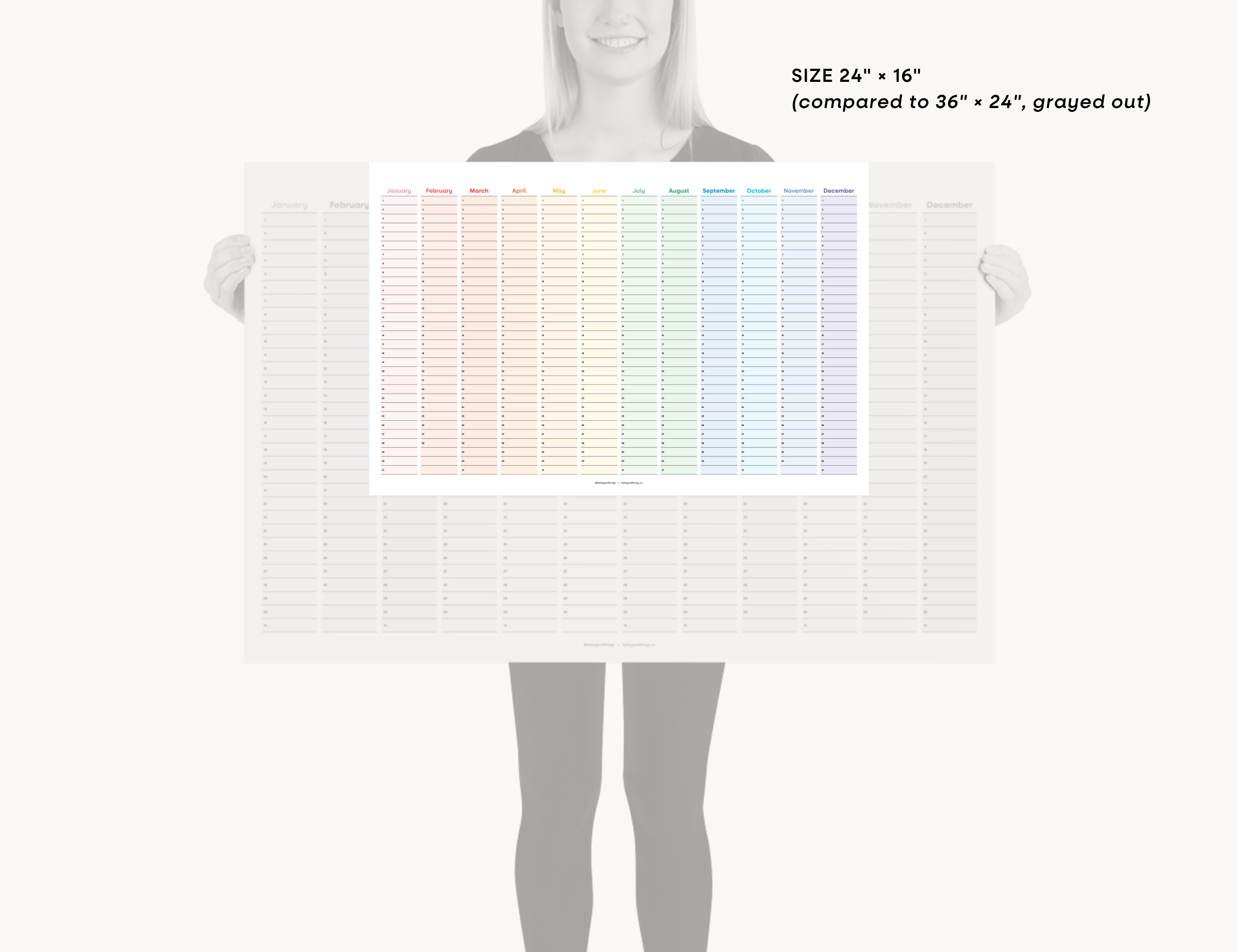 Undated Wall Poster Calendar - Rainbow Year Planner