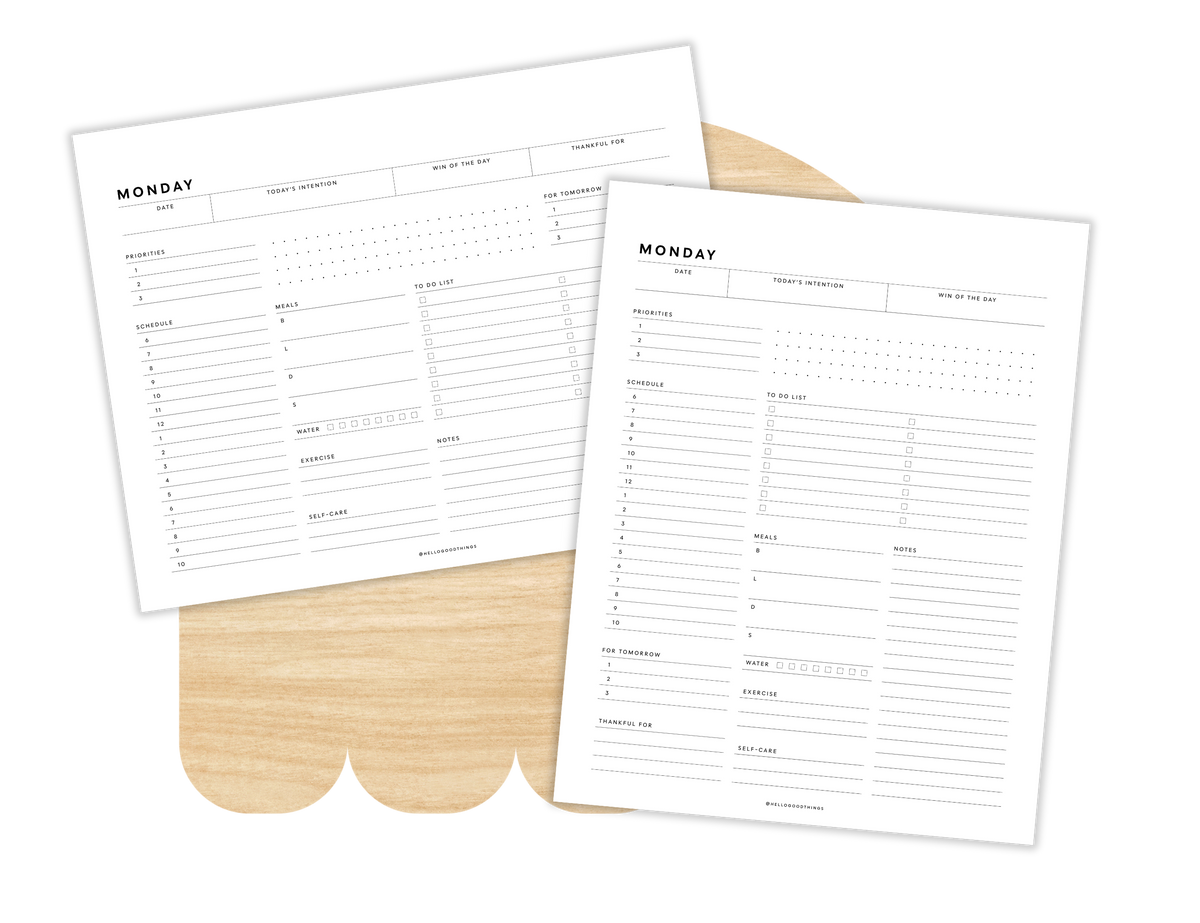 Daily Schedule Printable (Letter, A4)