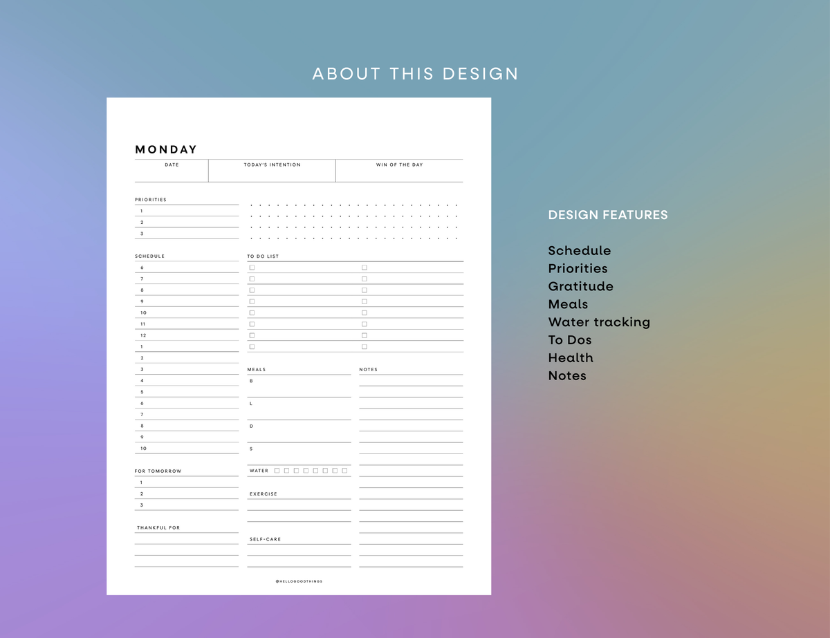 Daily Schedule Printable (Letter, A4)