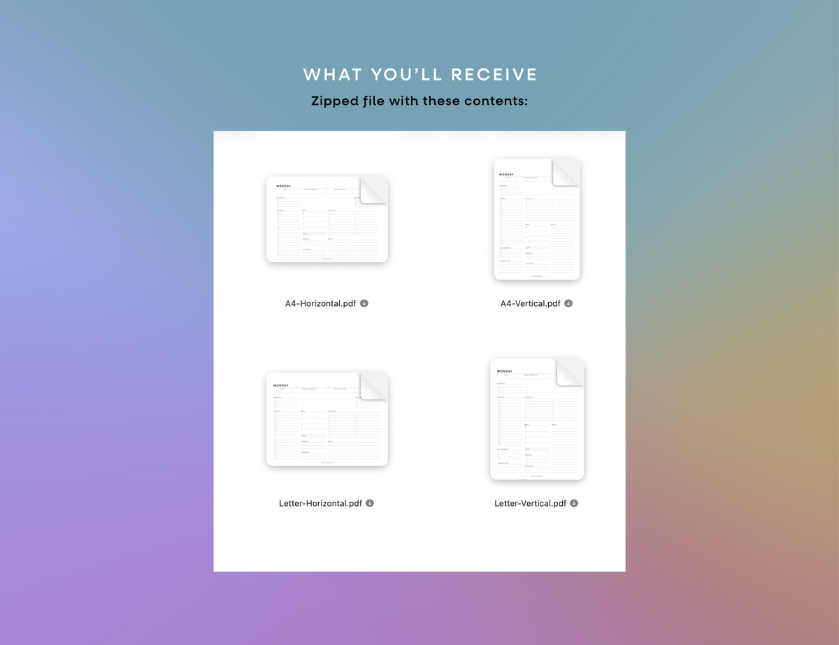 Daily Schedule Printable (Letter, A4)