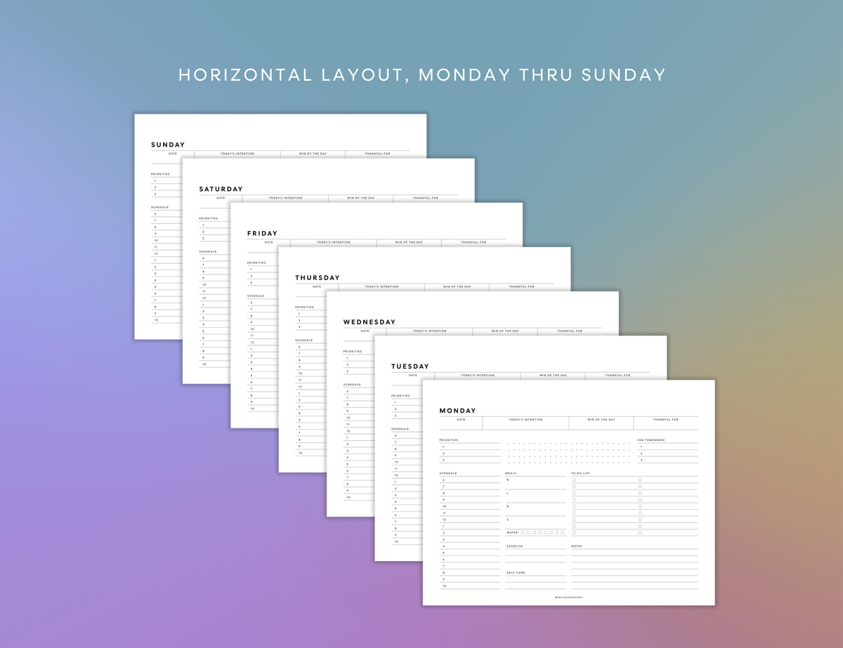Daily Schedule Printable (Letter, A4)